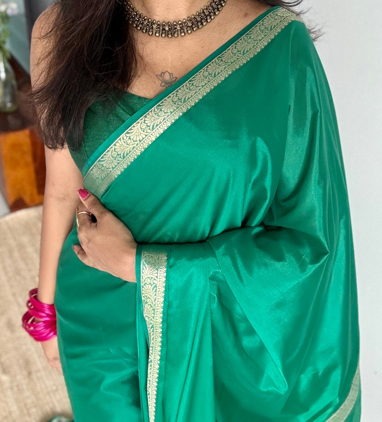 Jade green, Mysore semi-silk - YCDESE17