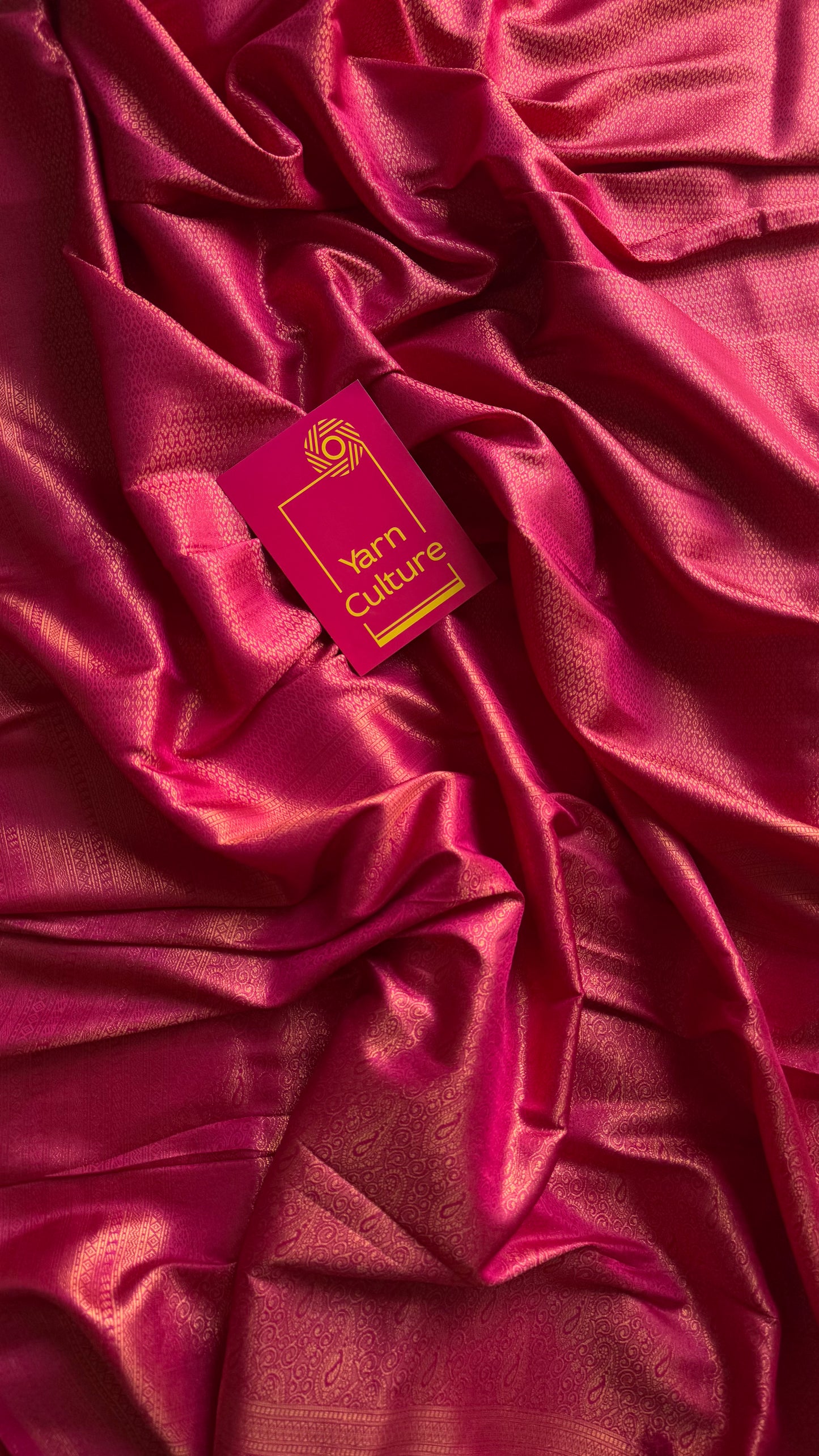 Rani pink, antique gold zari, semi-silk - YCDOSOCSS07