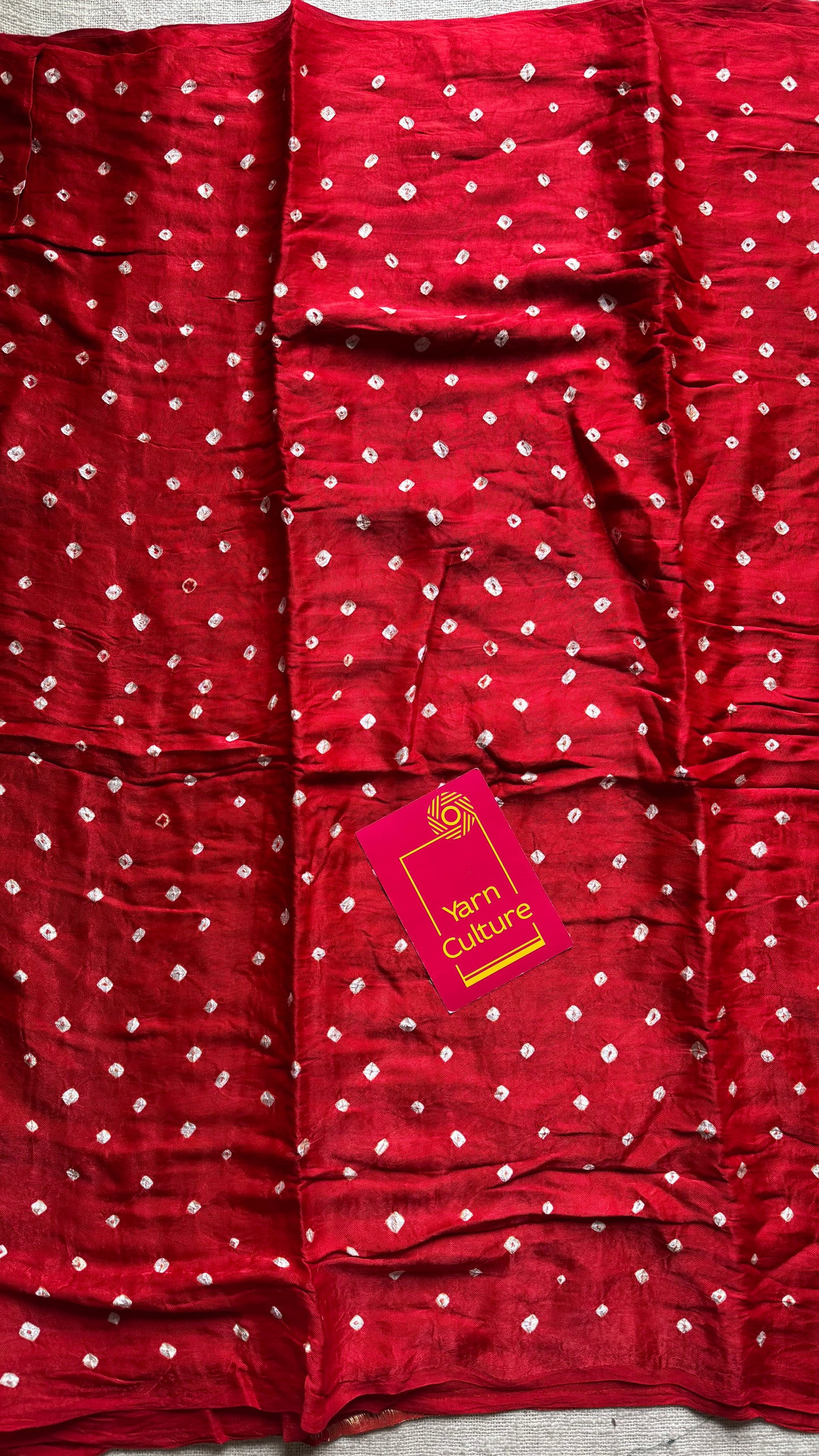 Red crushed bandhani modal silk with lagdi patta (zari pallu) - YCDESE28