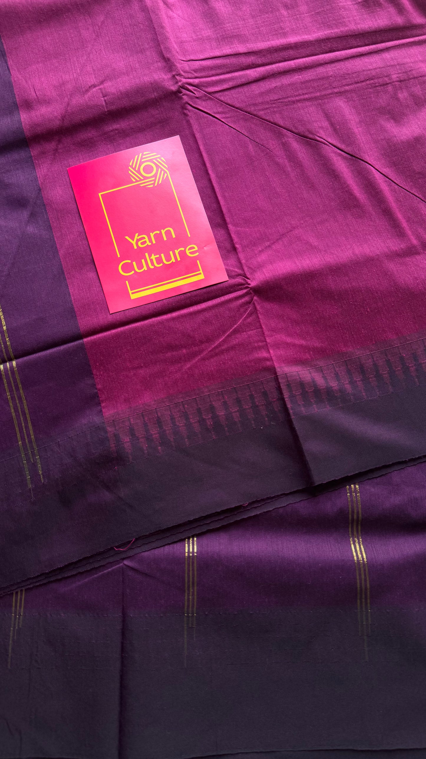 Raspberry pink with purple temple border - cotton silk - YCCOTNOCKCS6