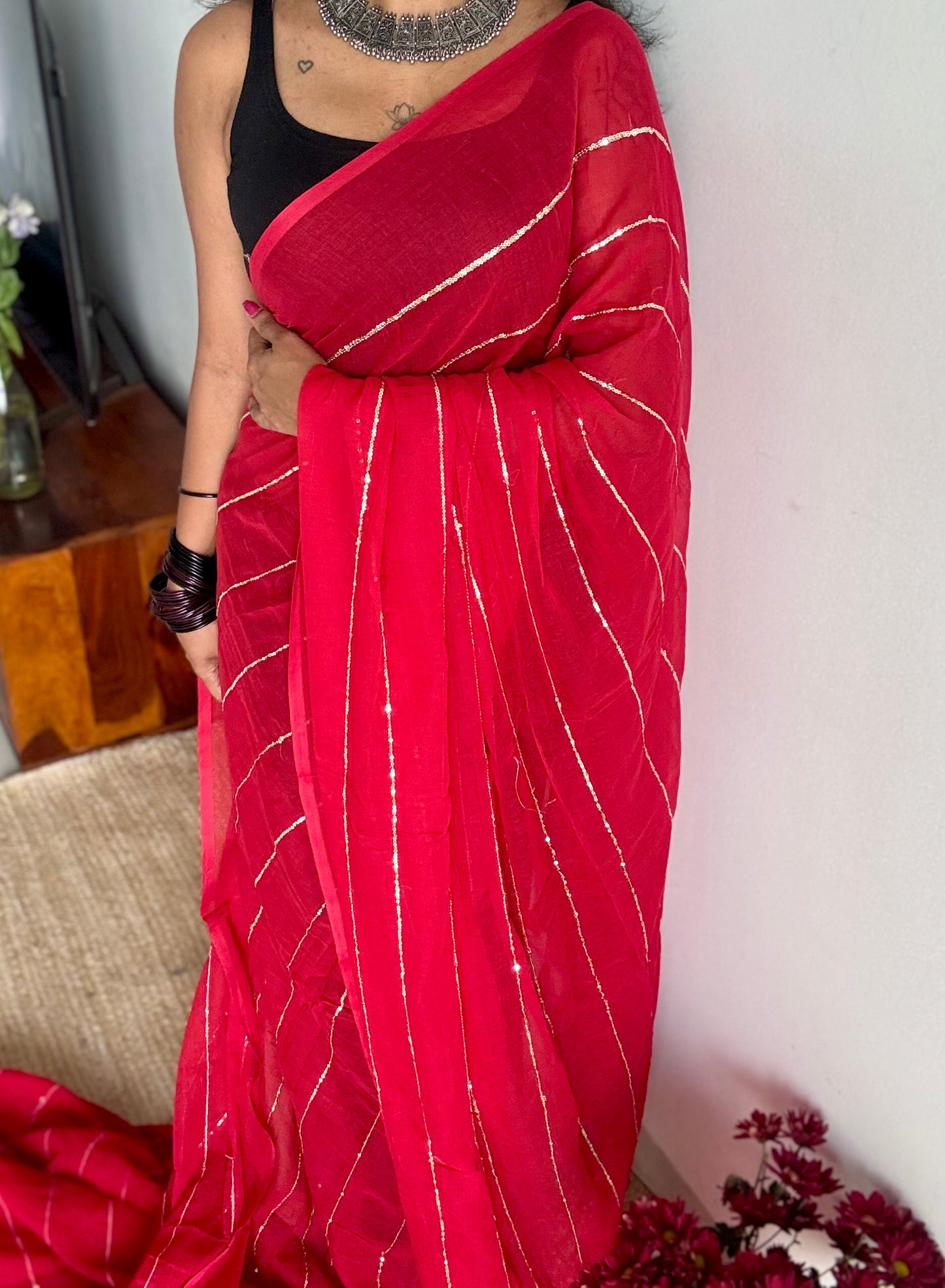 Red mul with silver sequins - YCBCMCLSE57