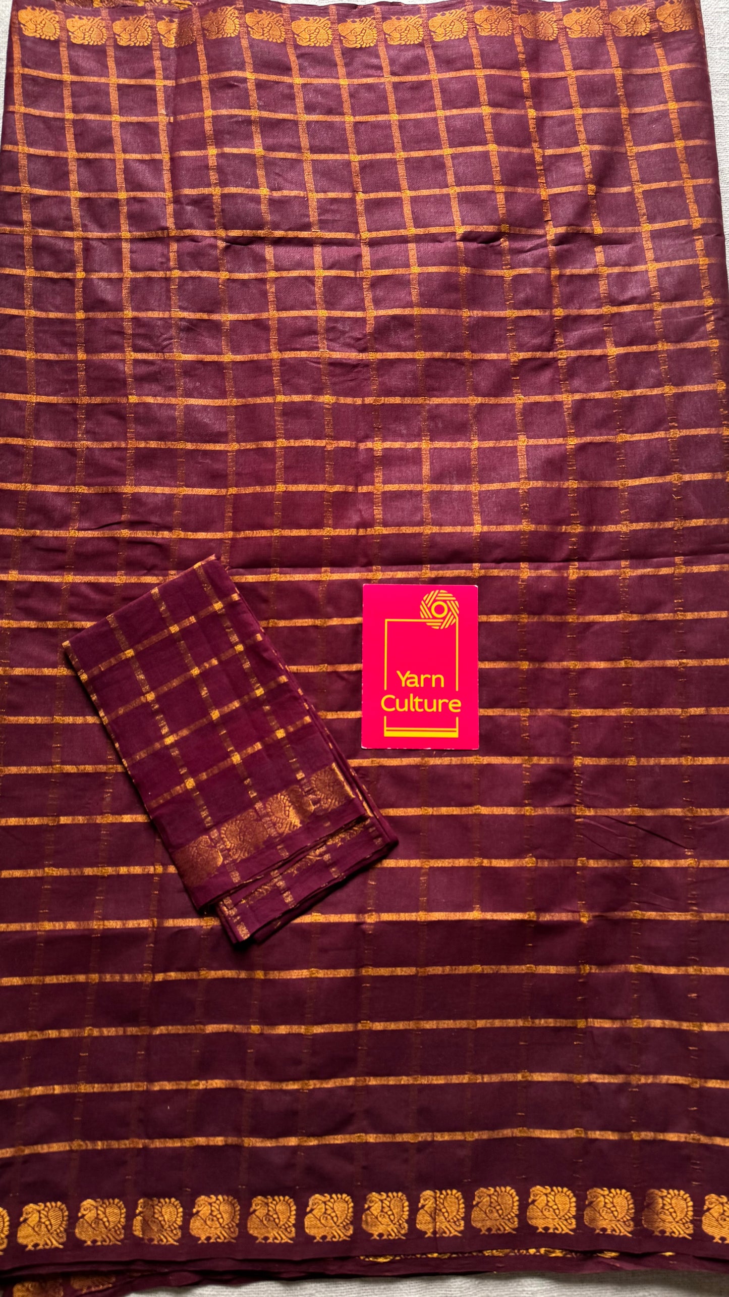 Maroon pavithra kattam sungudi, madurai cotton - YCCOTNSEMS07