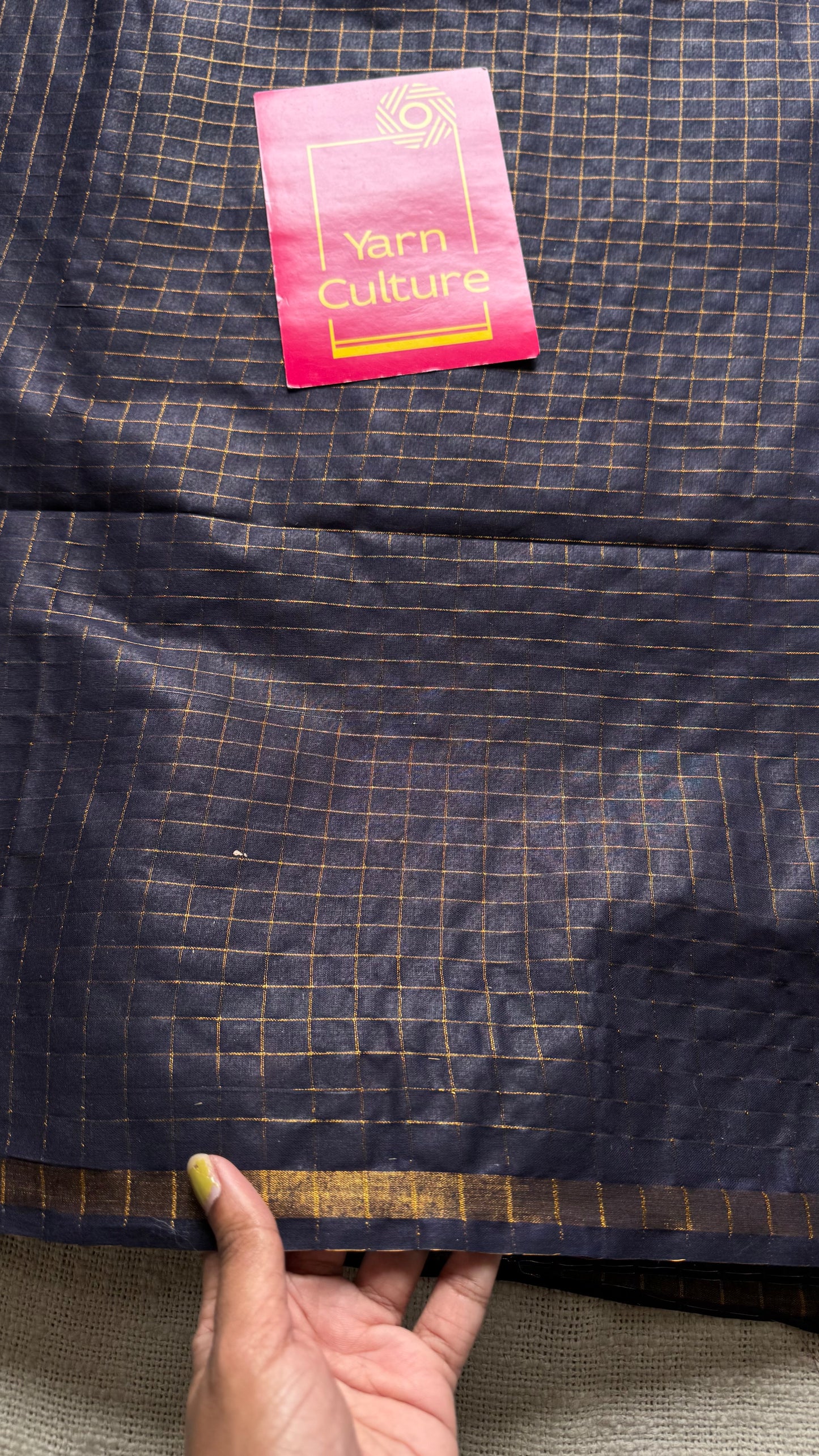 Black mini kattam sungudi, madurai cotton - YCCOTNSEMS24
