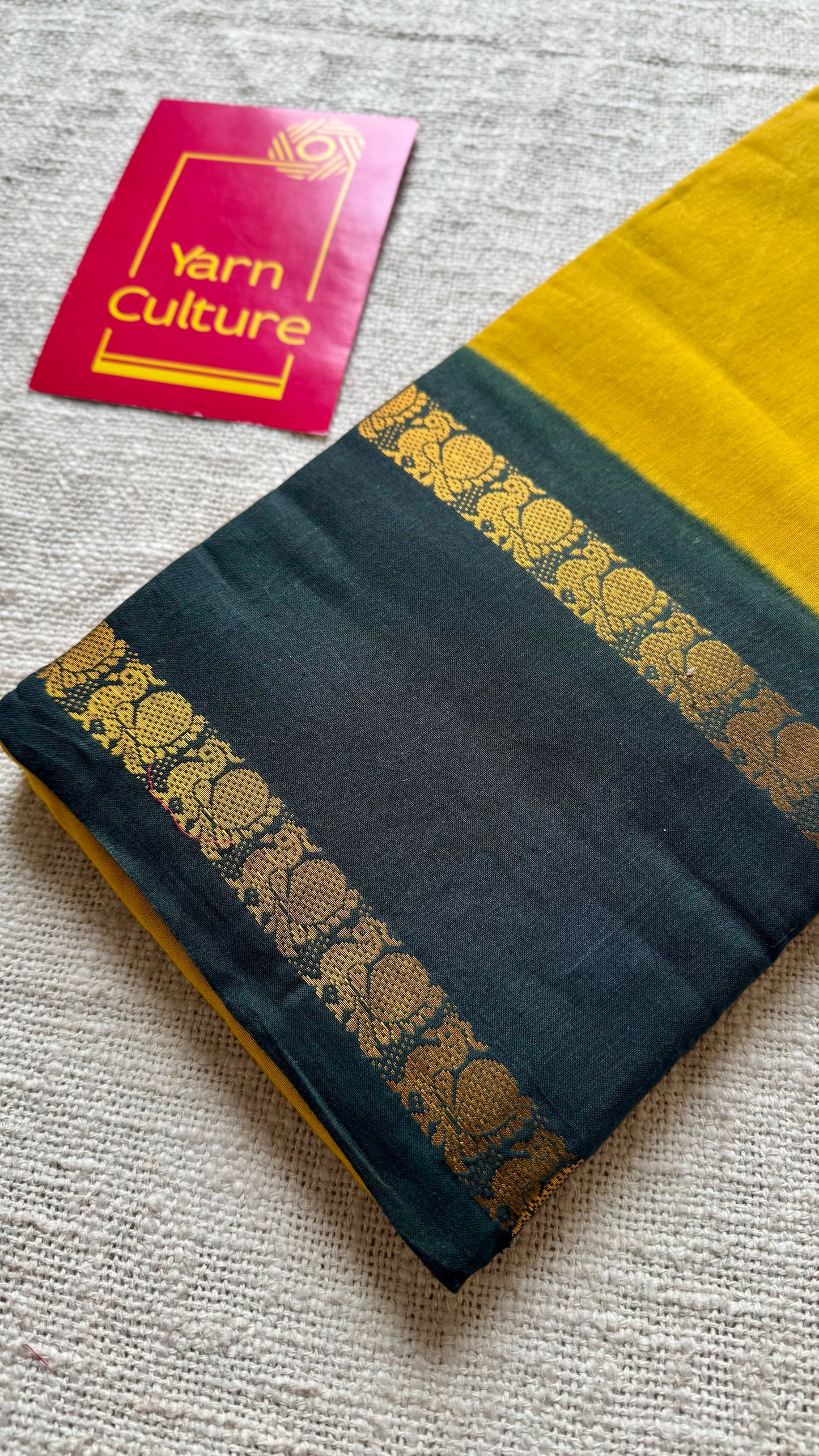 Turmeric yellow with black, rettaipettu sungudi, soft cotton - YCCOTNJSUN06