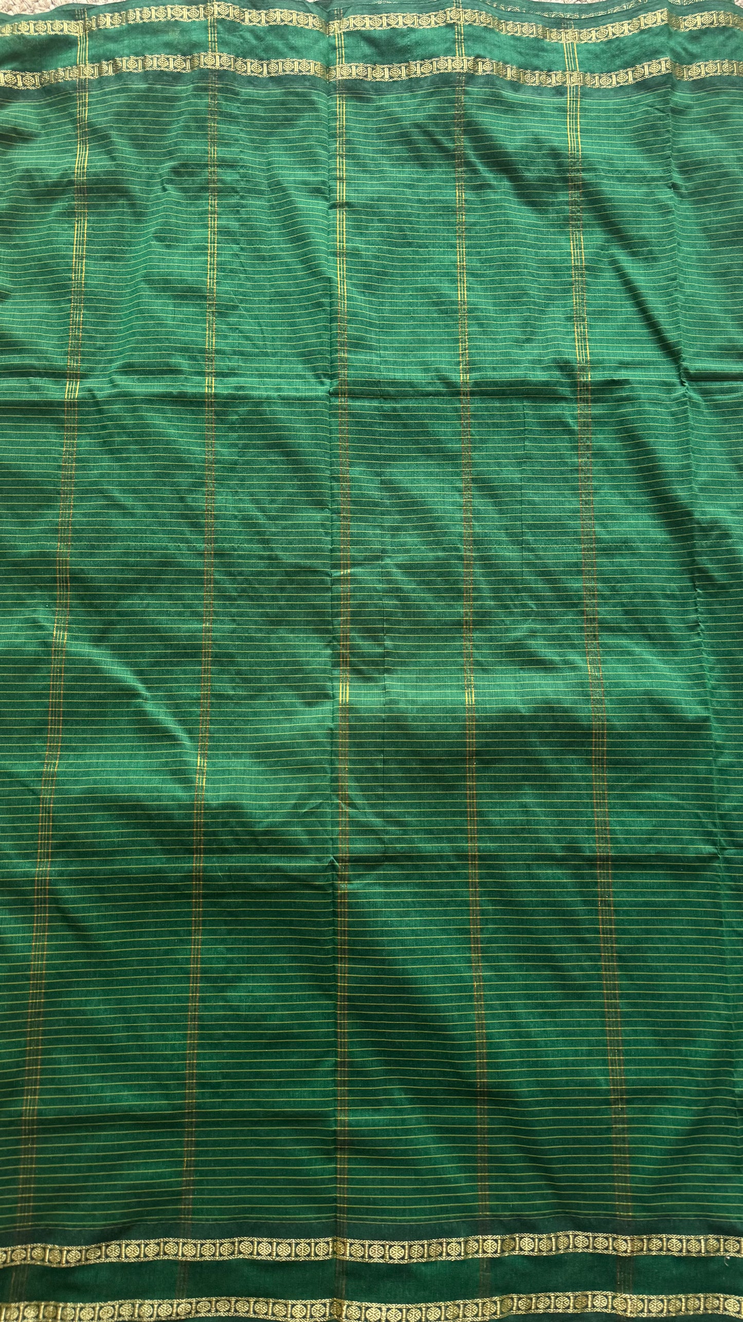 Dark green, arani checks, cotton silk - YCCOTNOCAR12