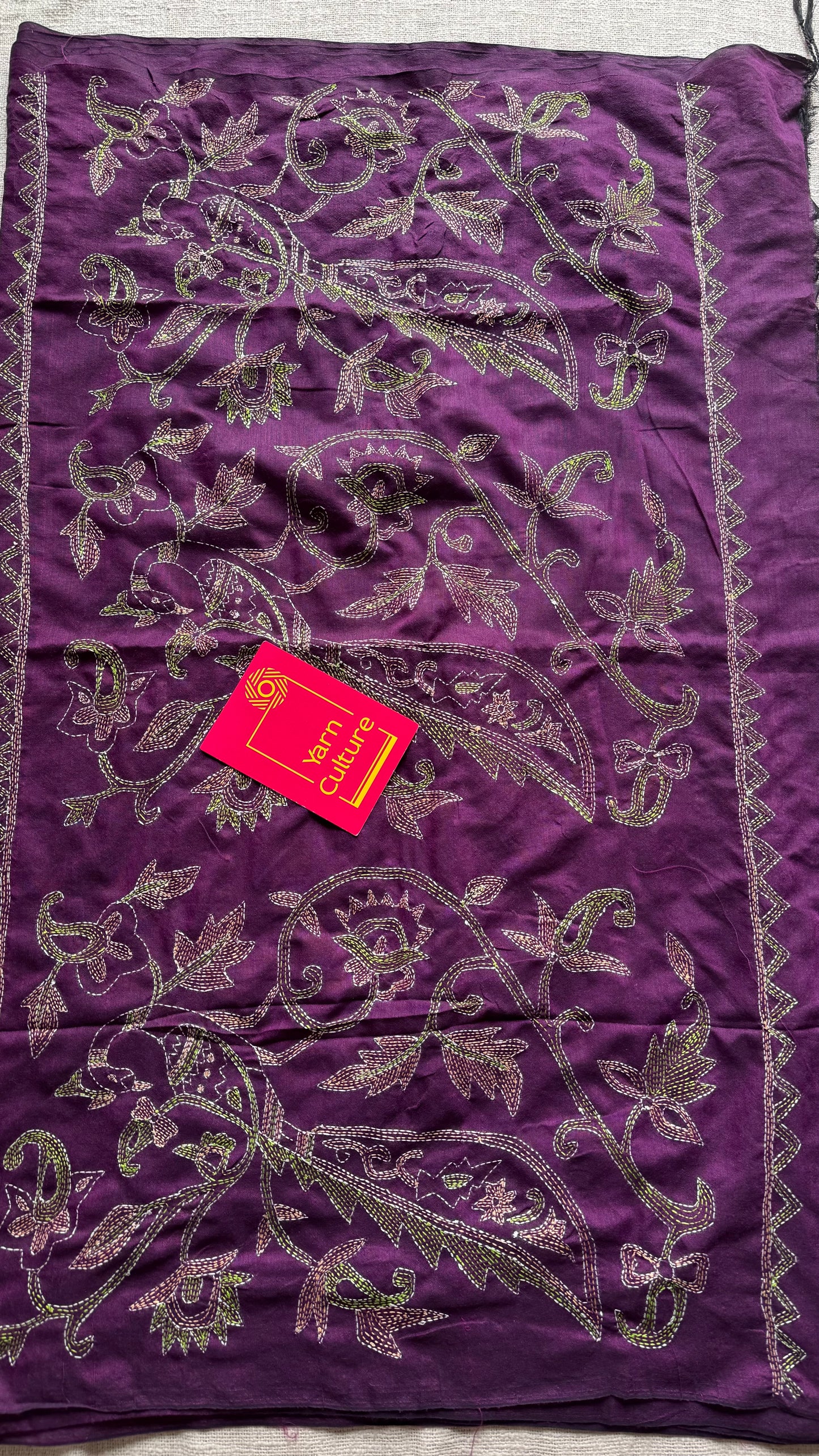 Amodini - The Joyful One, kantha weave in soft khadi cotton - YCBCSEKC05
