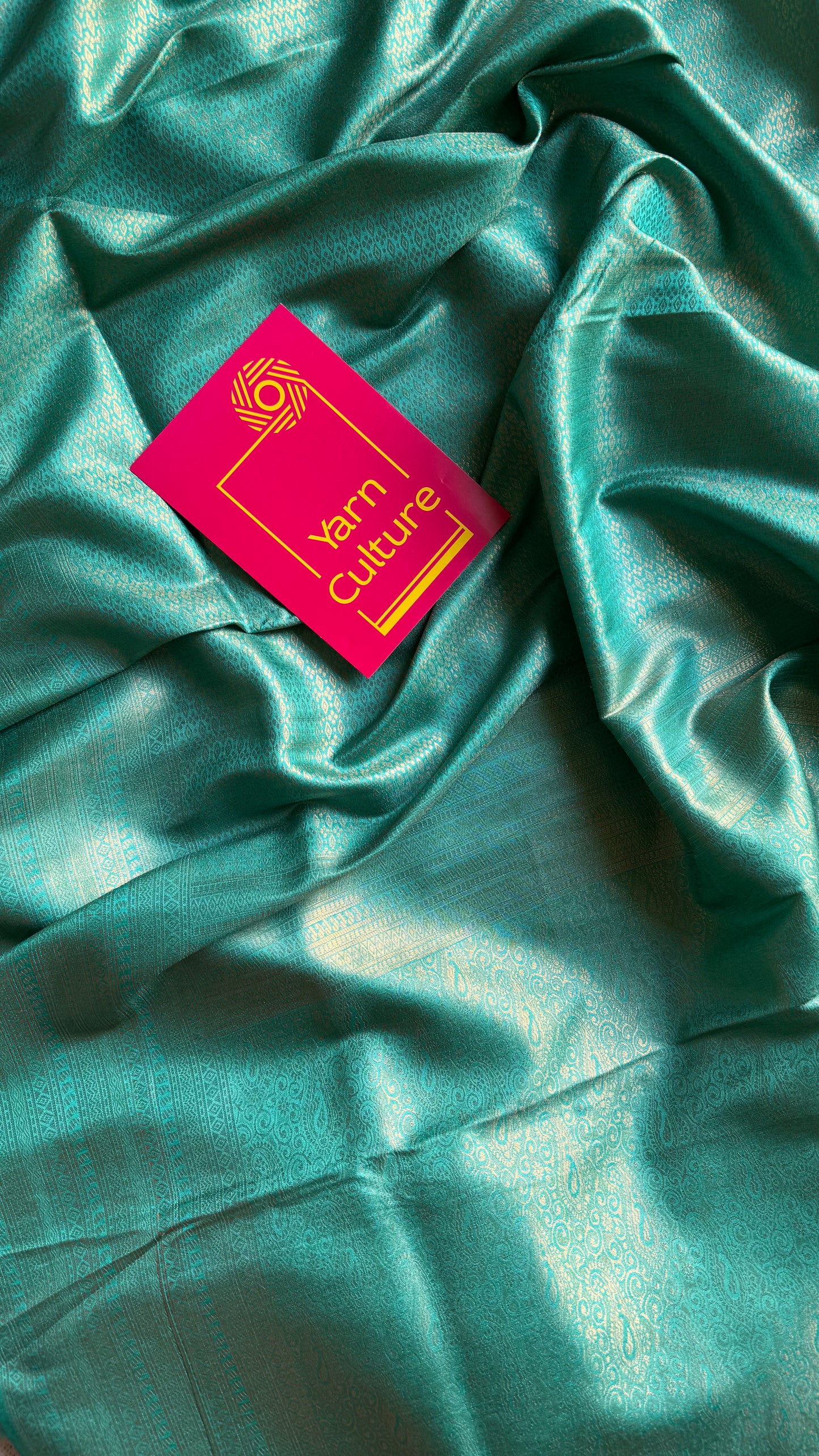 Firozi blue, antique gold zari, semi -silk - YCDOSOCSS03
