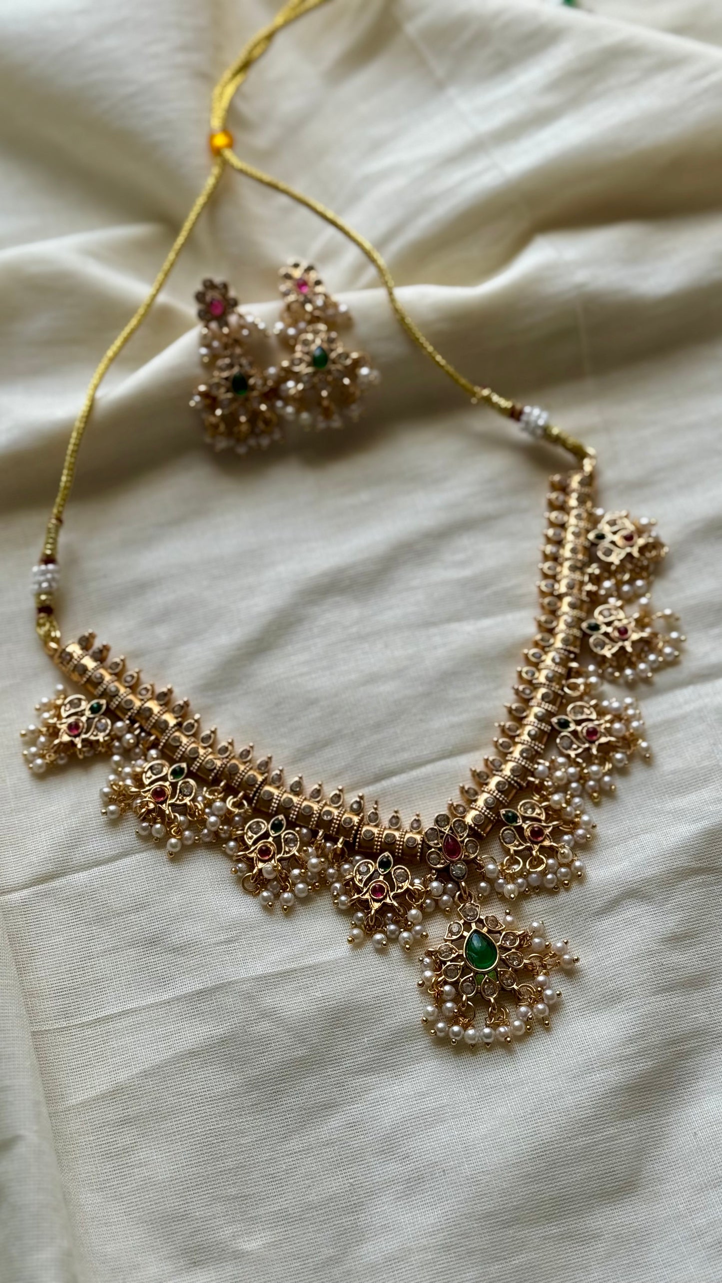 Guttapusalu neckpiece with earrings - YCAGNP263