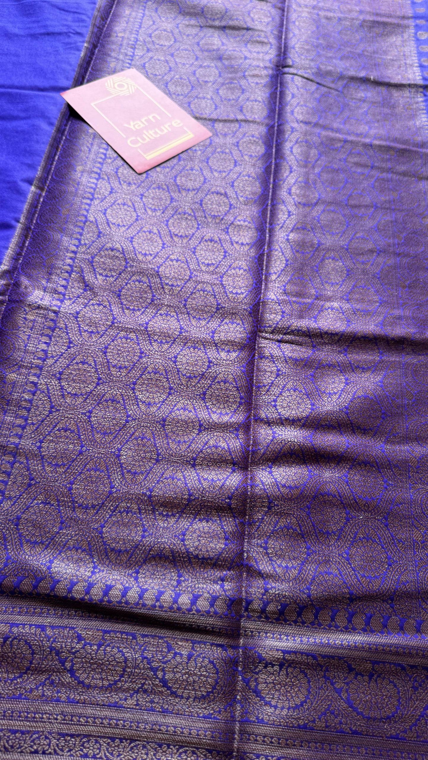 Wisteria - Dark lavender with a hint of blue, antique gold zari, Banarasi semi georgette - YCBLFEGAGZ20