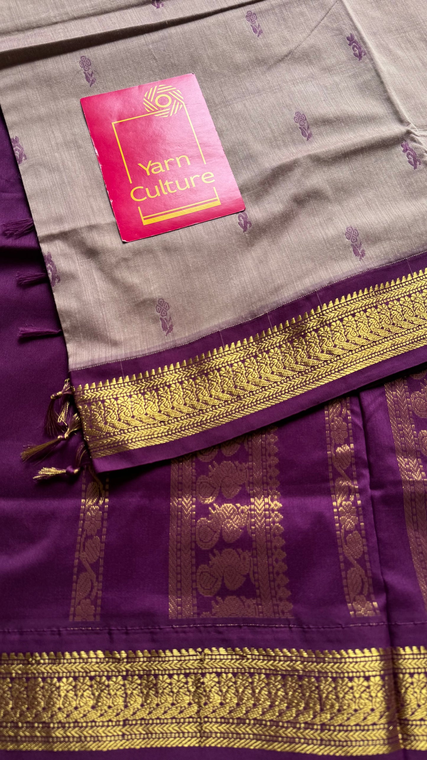 Grey with purple - cotton silk - YCCOTNSEKCS03