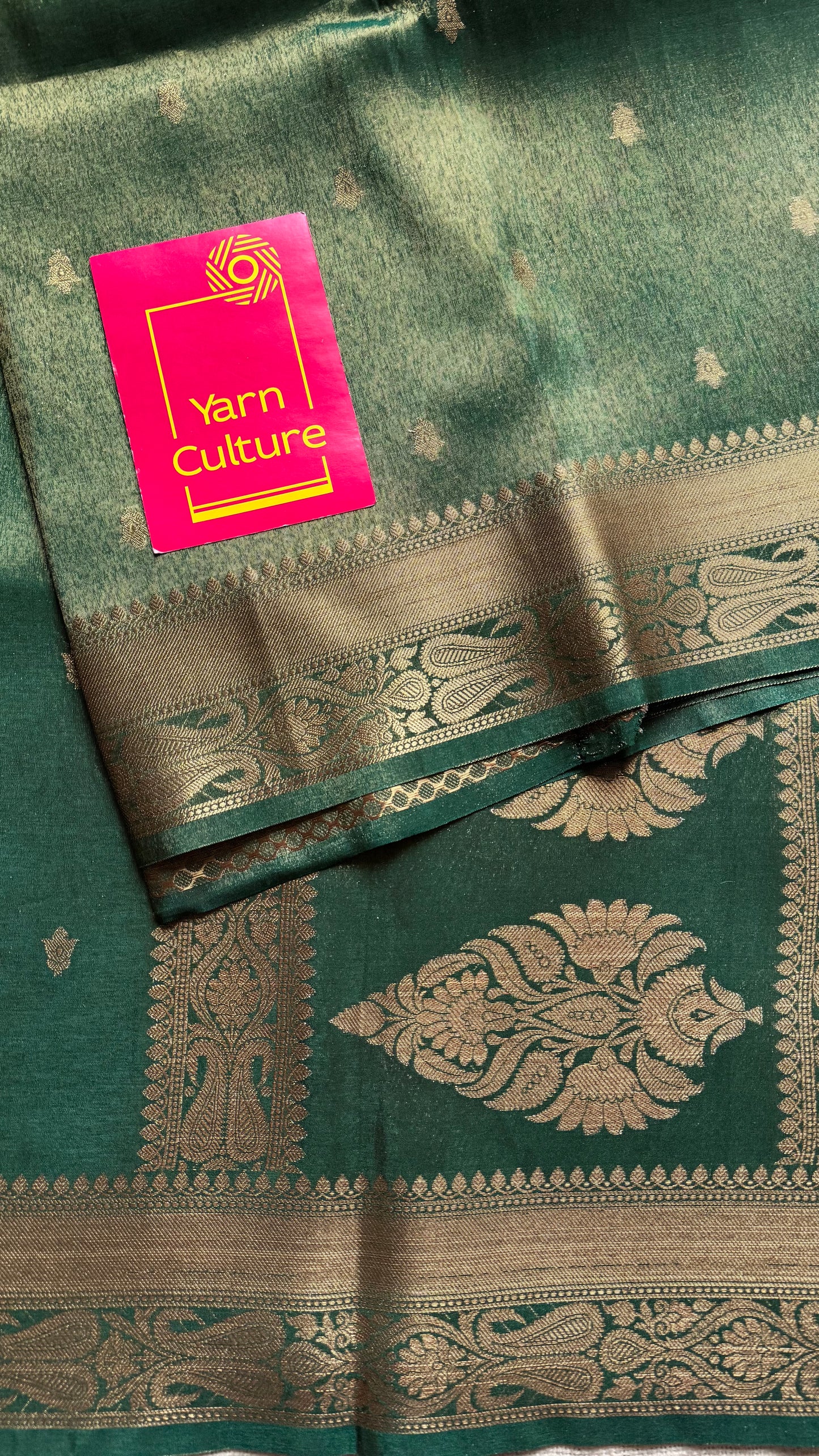 Green with gold dual tone, Banarasi semi-silk - YCDESE07