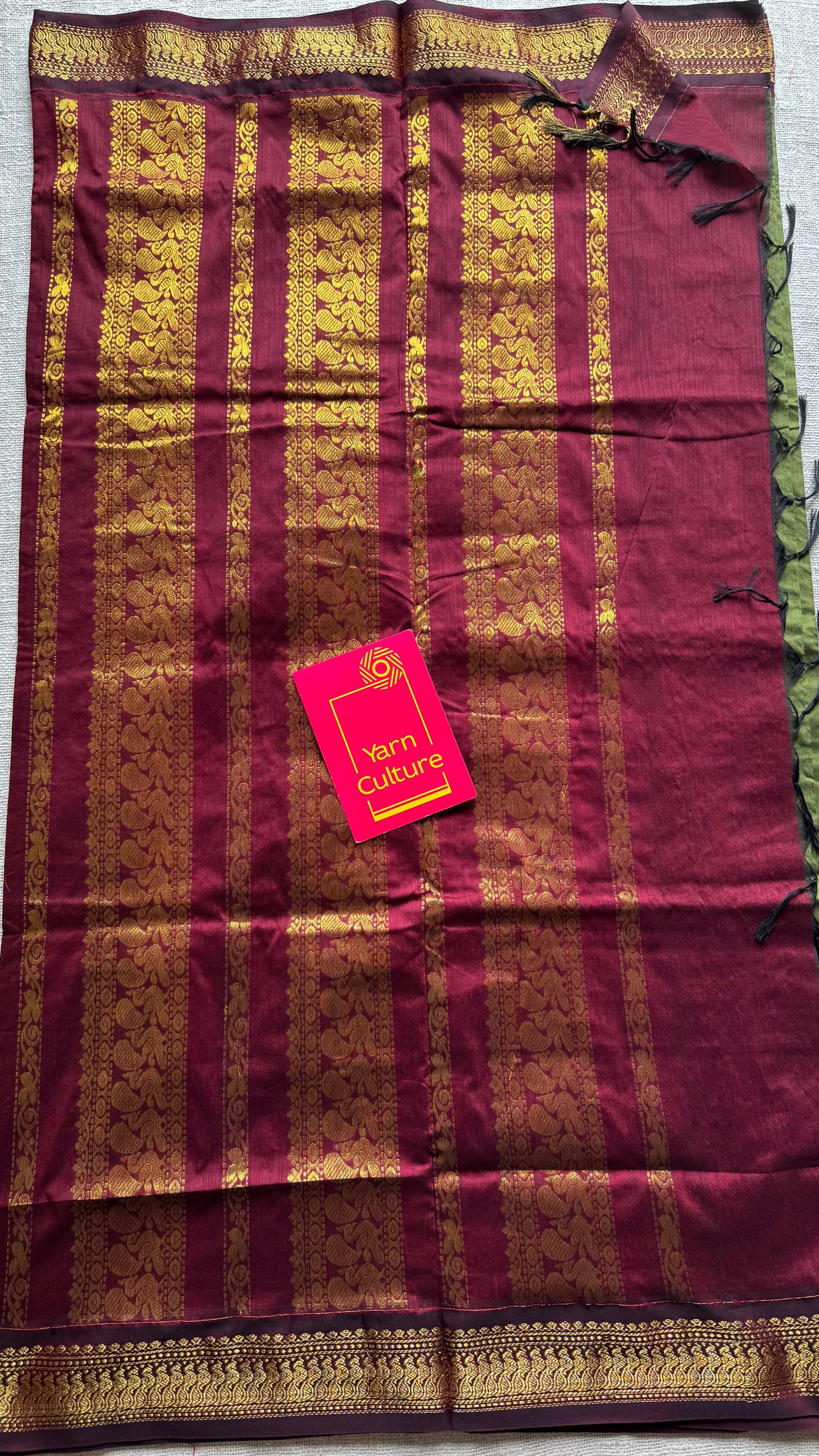 Green with maroon - cotton silk - YCCOTNSEKCS01