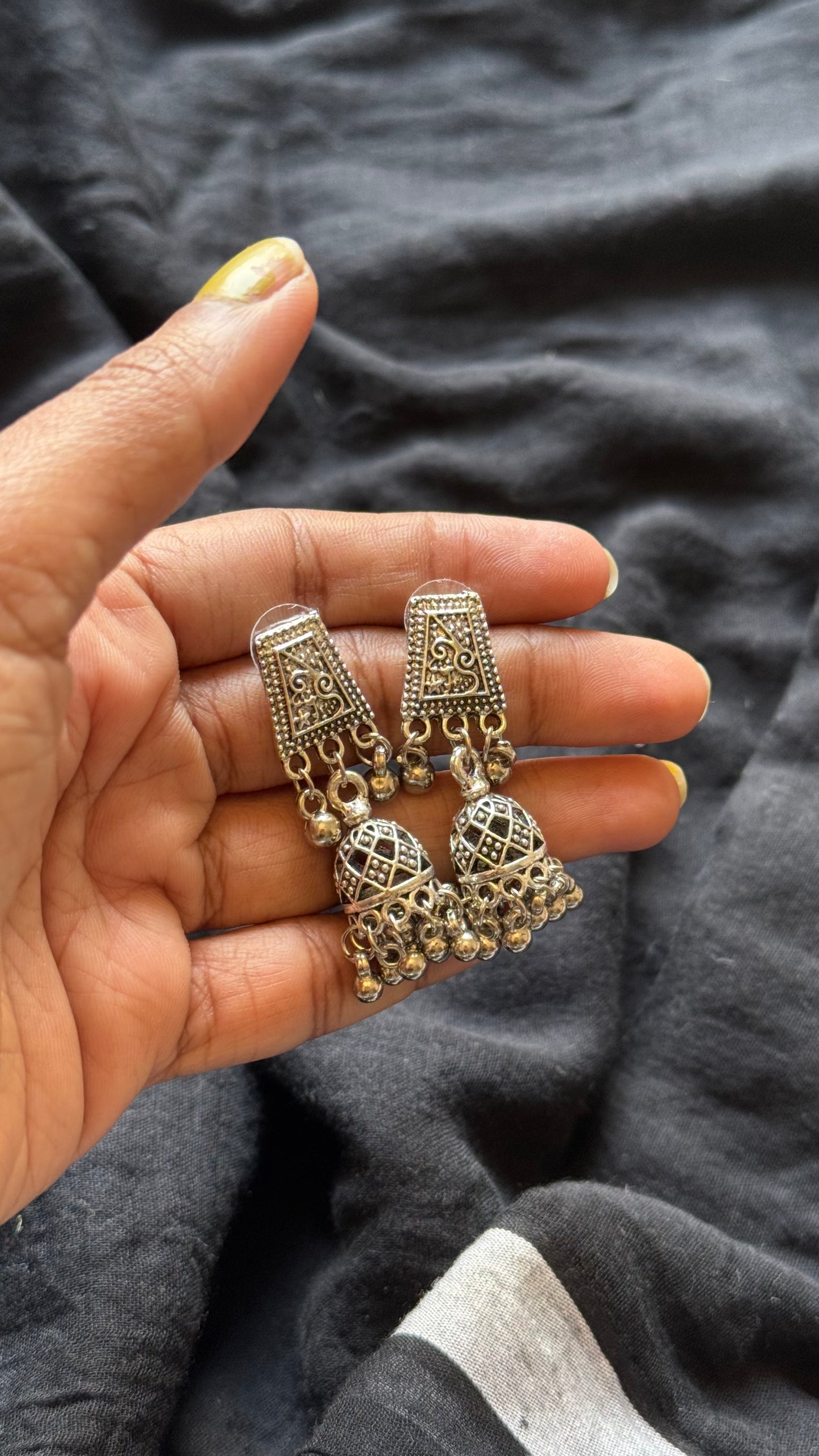 Long neckpiece with peacock motifs, oxidised silver - YCOSNP445