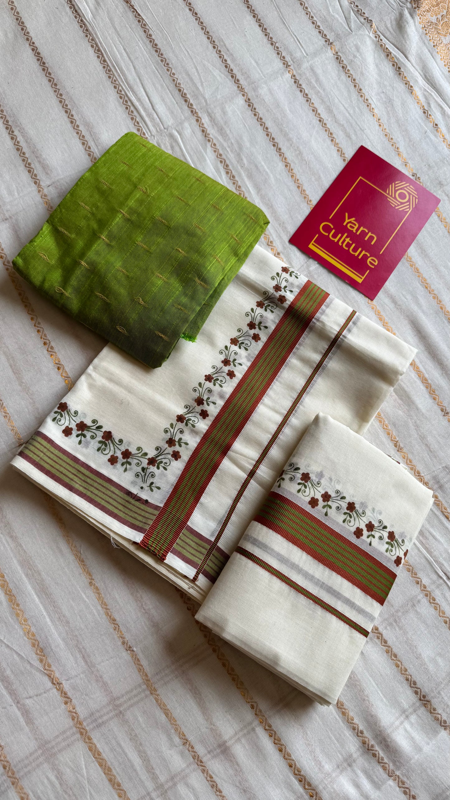 Set mund, rust orange and green flowers - YCIEON109