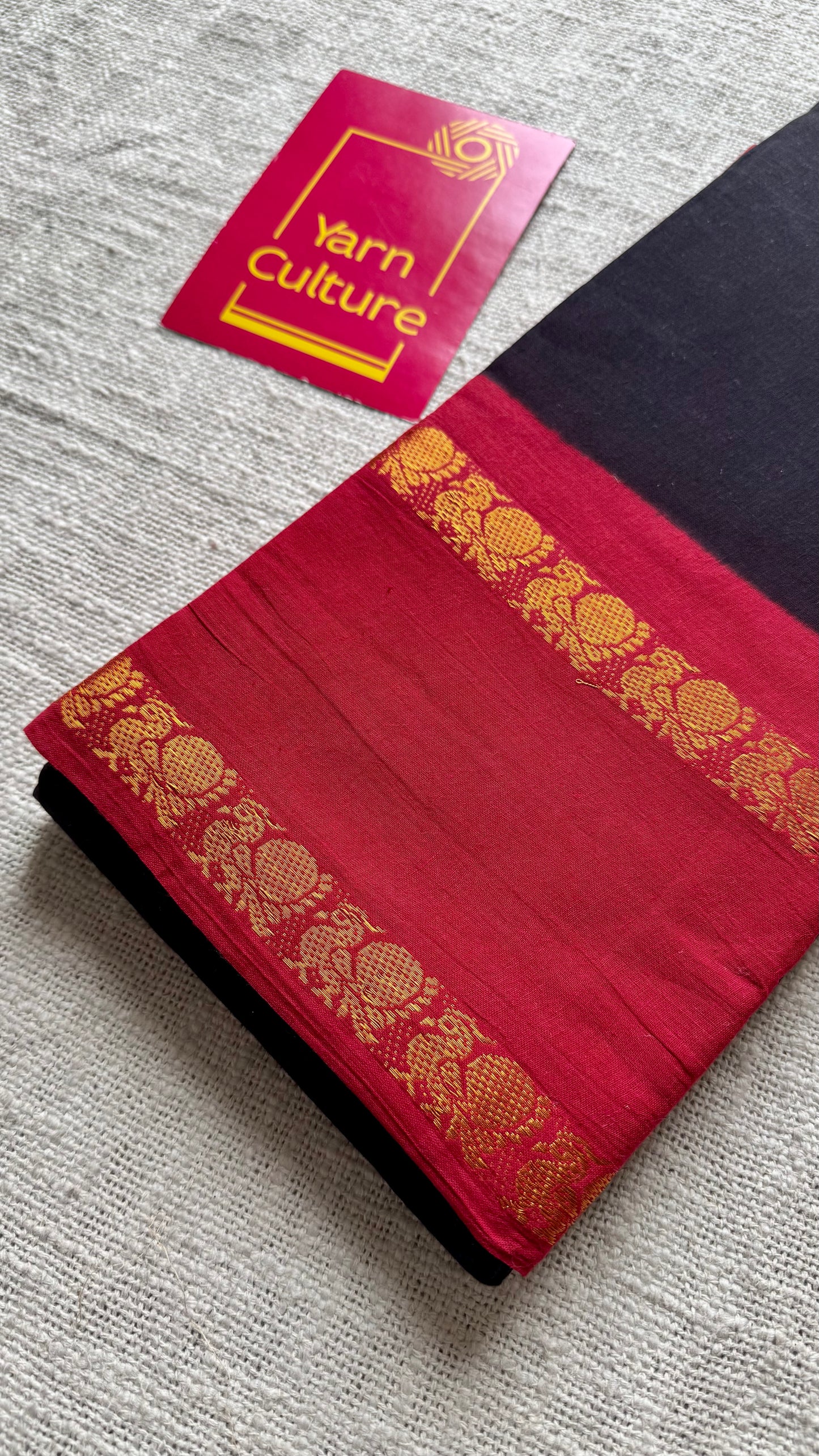 Black with red, rettaipettu sungudi, soft cotton - YCCOTNJSUN05