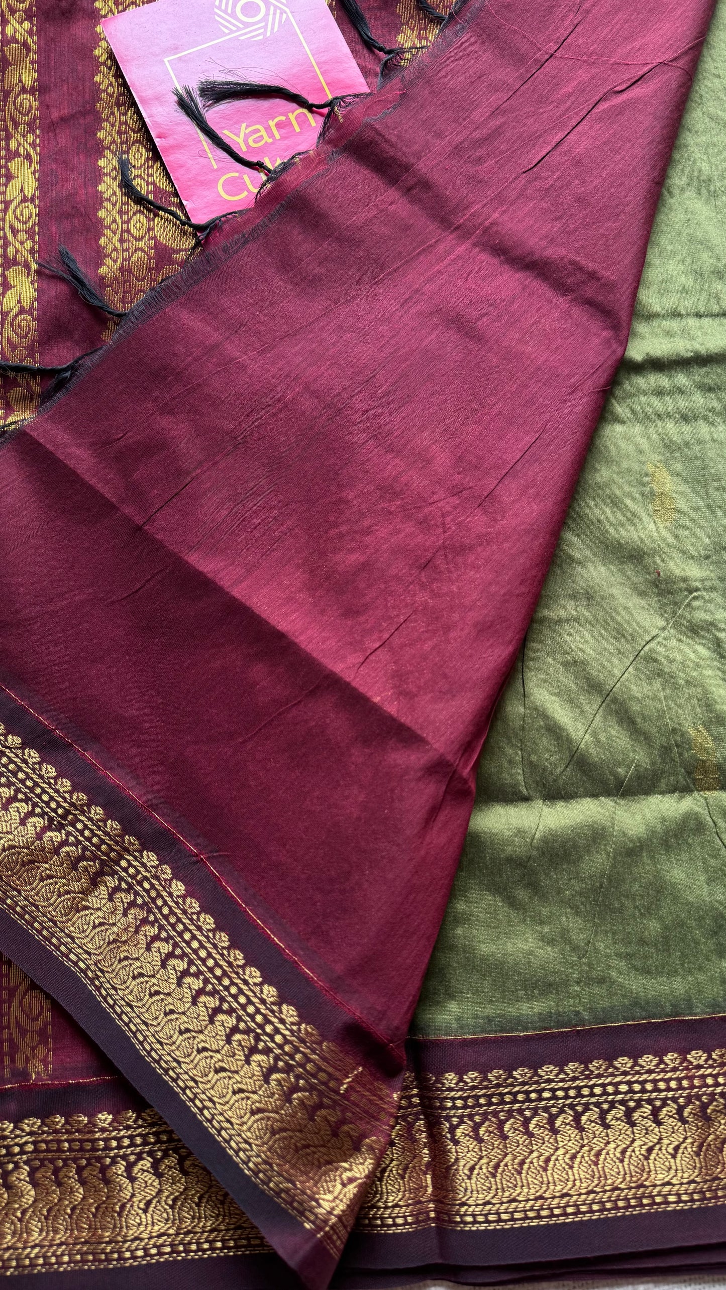 Green with maroon - cotton silk - YCCOTNSEKCS01