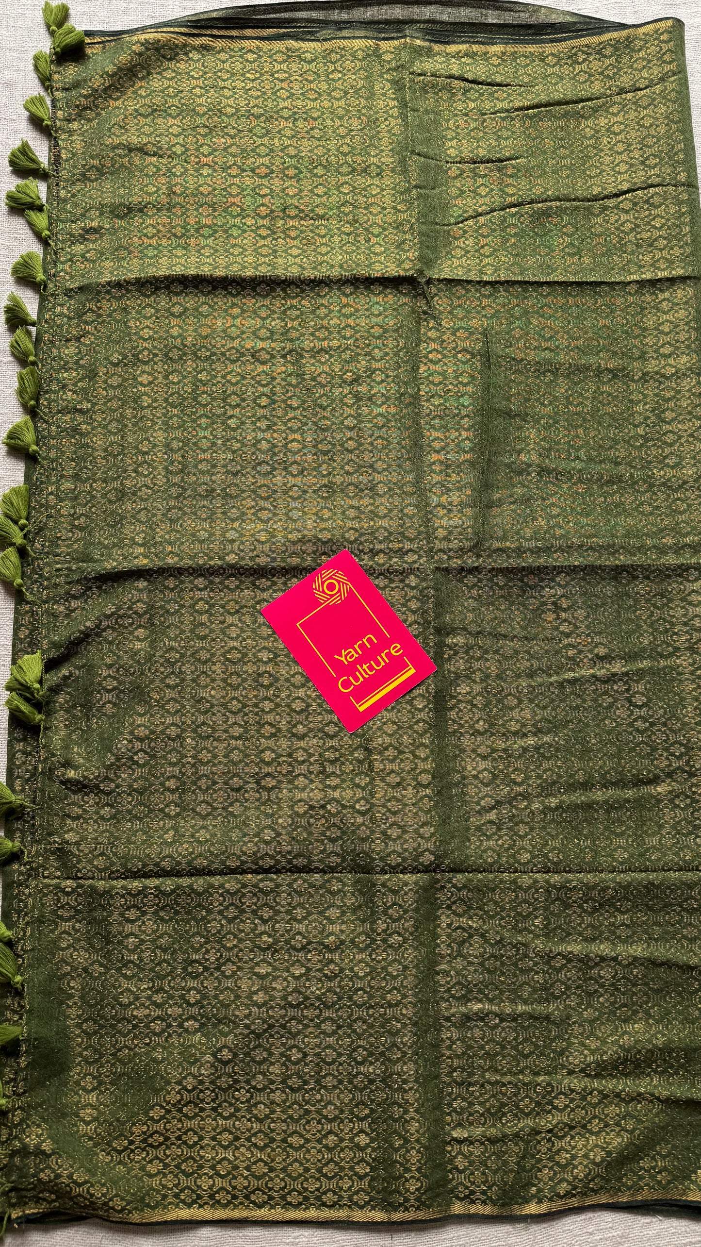 Green and gold brocade pattern in mul - YCBCFEJUBM03