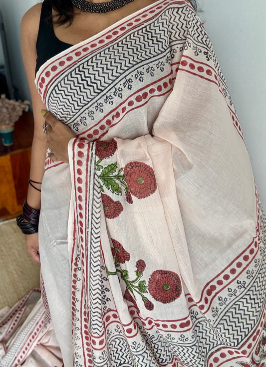 Gulbahar – a soft bloom of spring, block print, soft cotton - YCTOROCBP61