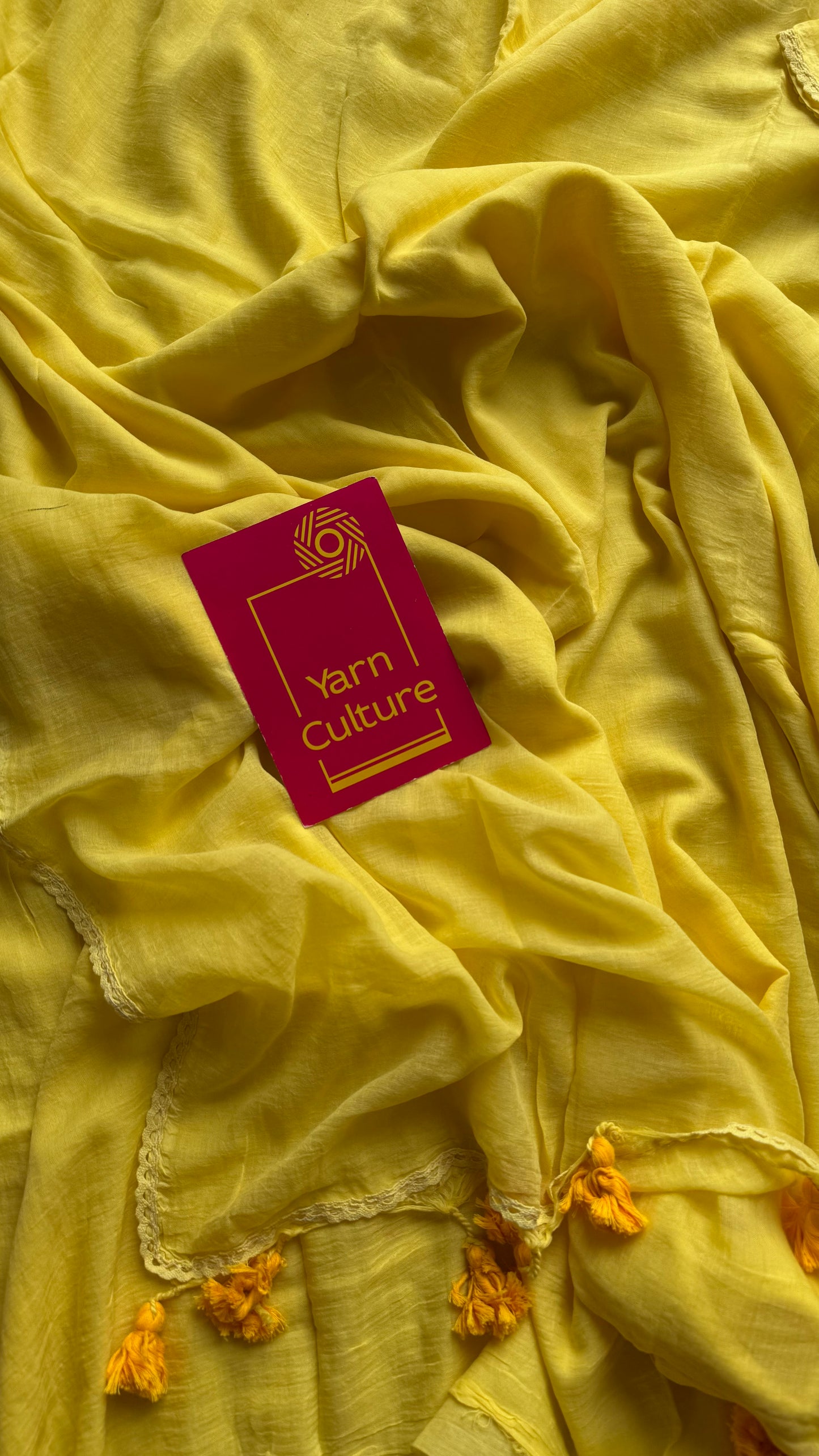 Yellow plain mul with lace border - YCBCMCLSE01