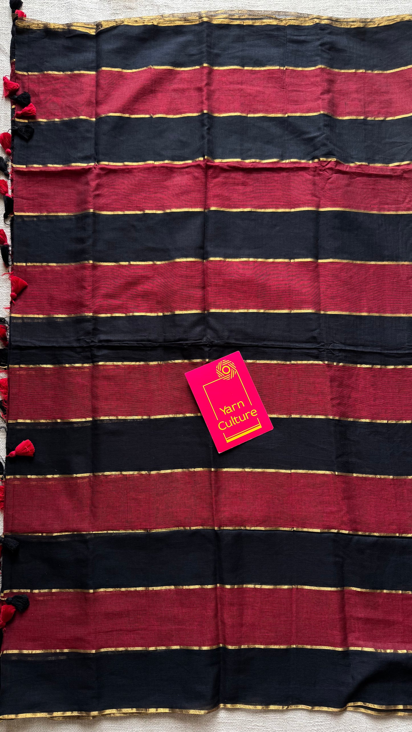 Maroon, black mul with gold multicoloured broad stripes - YCBCMCLSE24