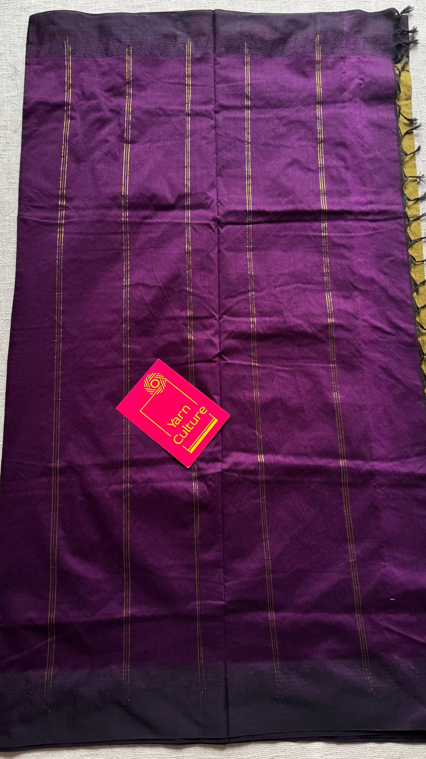 Green with purple temple border - cotton silk - YCCOTNSEKCS21