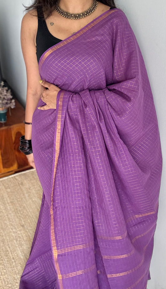 Violet mini kattam sungudi, madurai cotton - YCCOTNSEMS16
