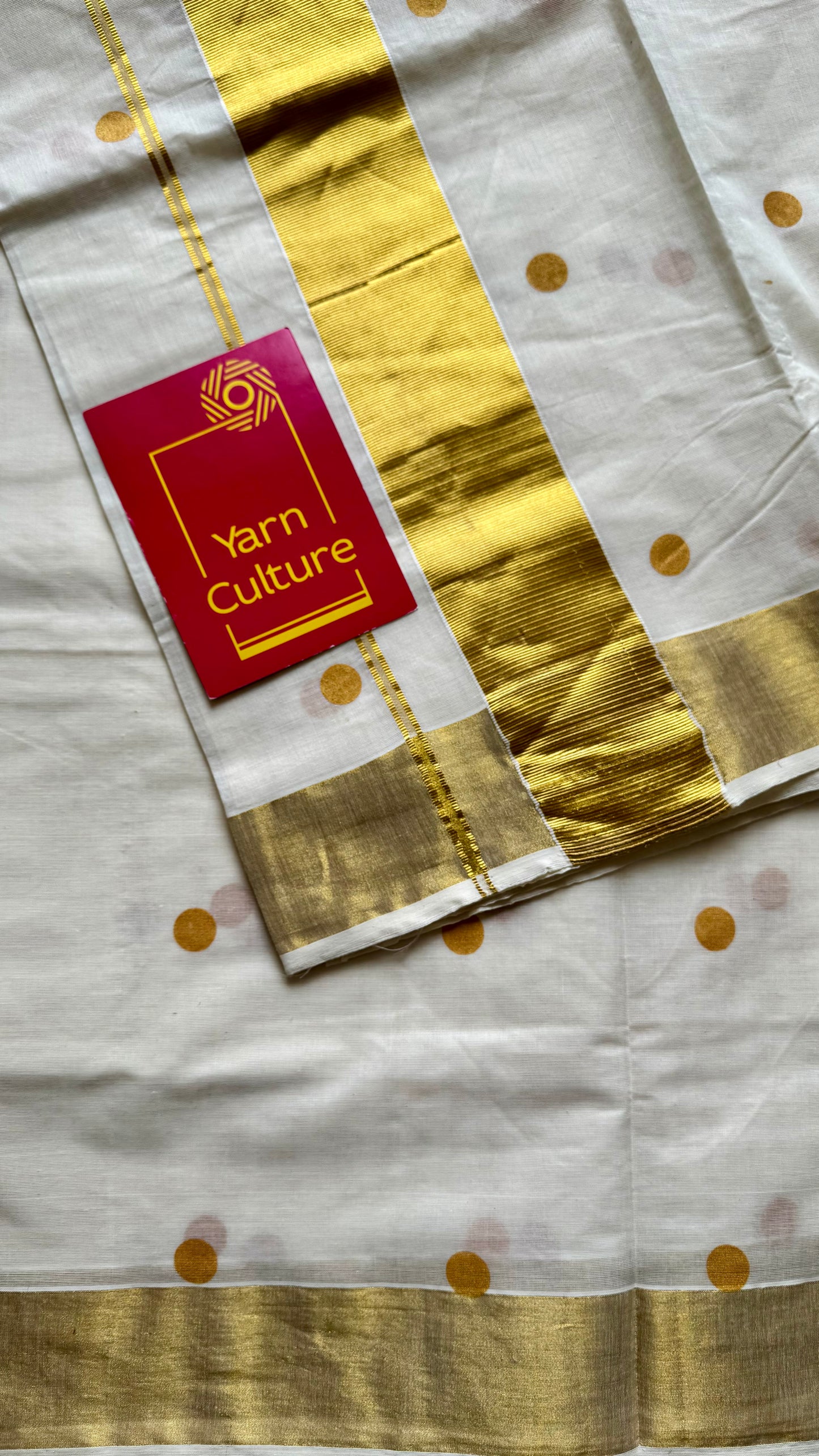 Ivory and gold with buttas, kerala soft cotton - YCON25KCPD253