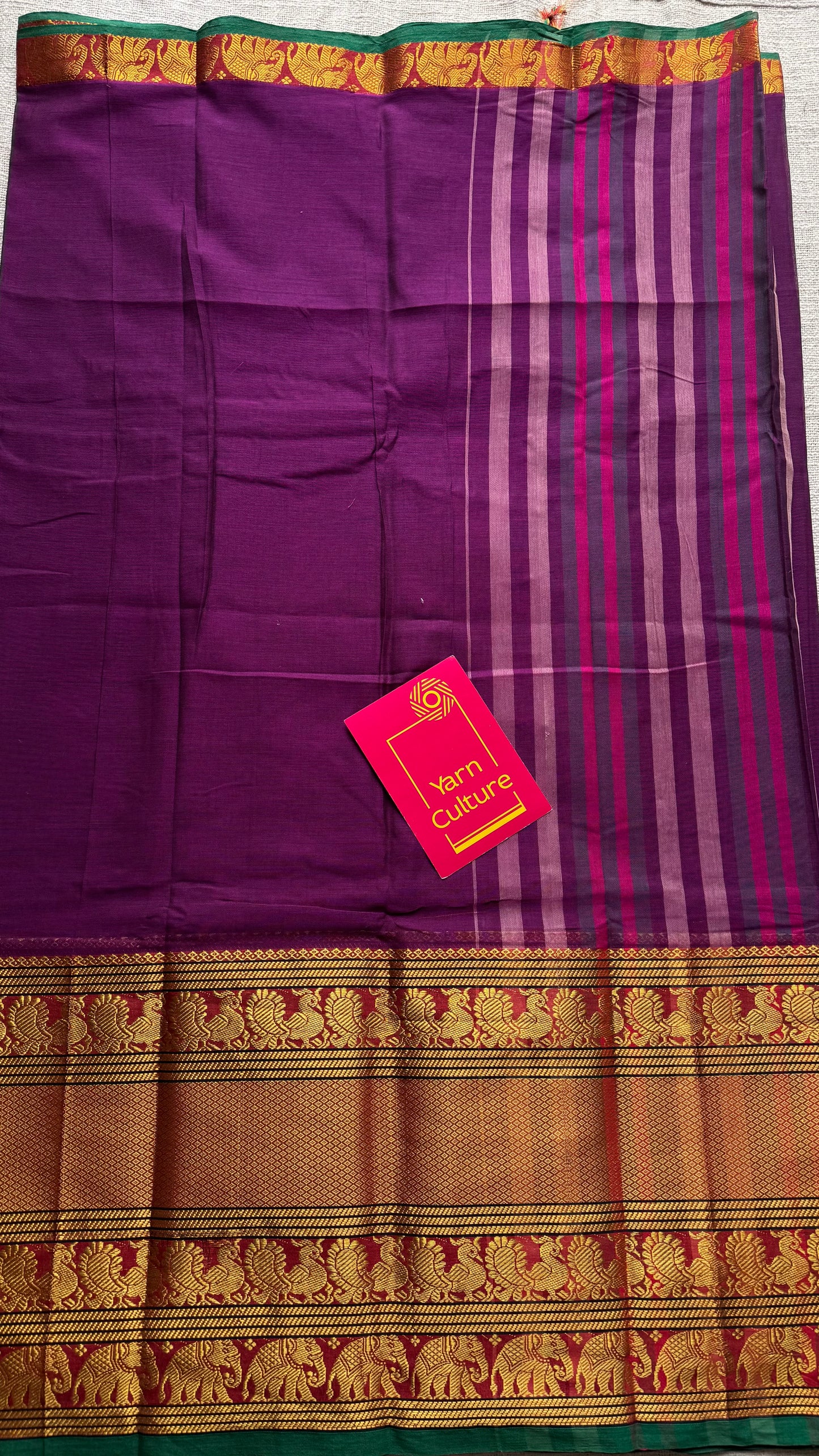 Purple pink (vadamalli) with broad zari border, premium narayanpet, soft cotton - YCWOTDFEBB10