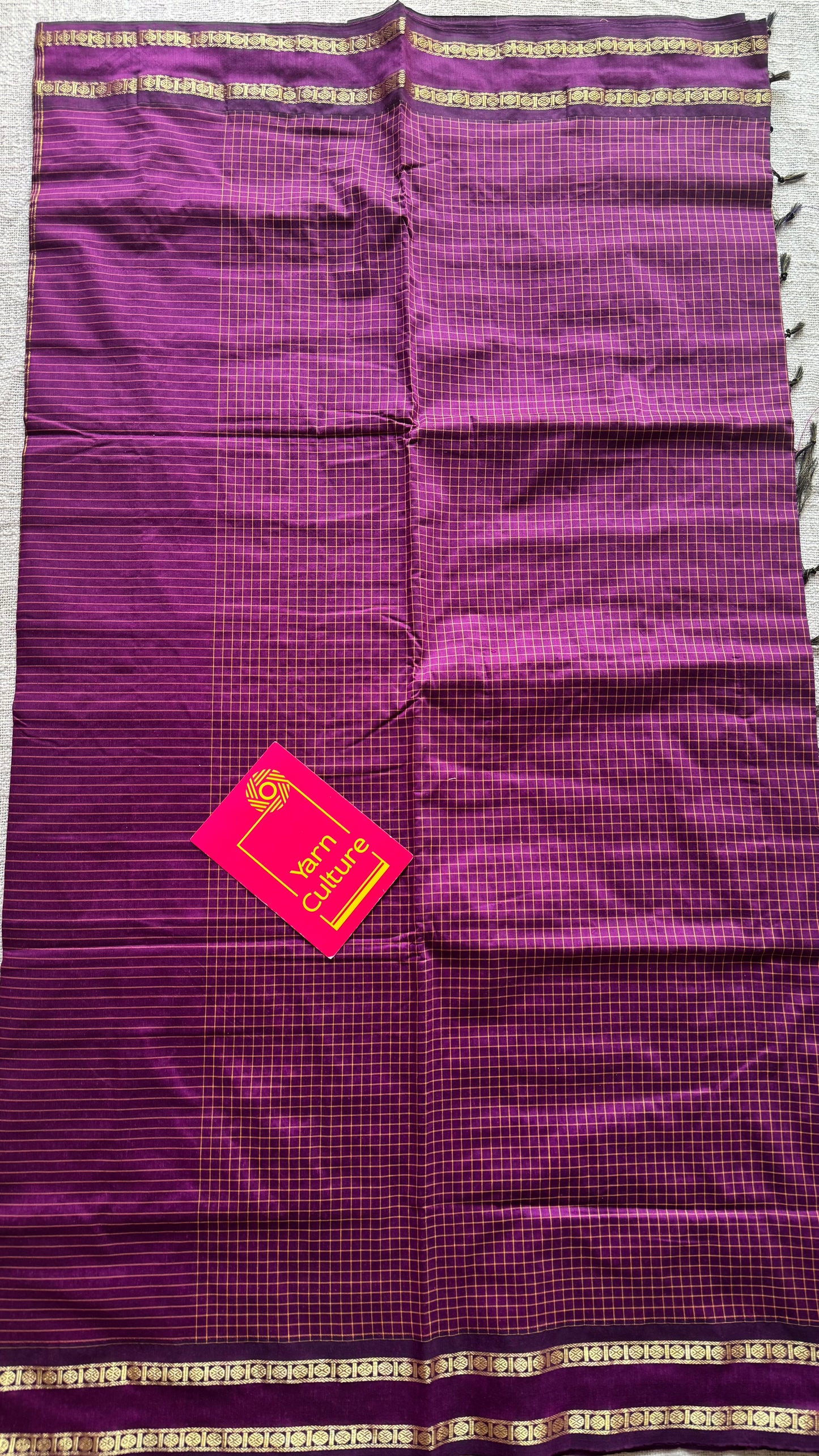 Wine, arani checks, cotton silk - YCCOTNOCAR09