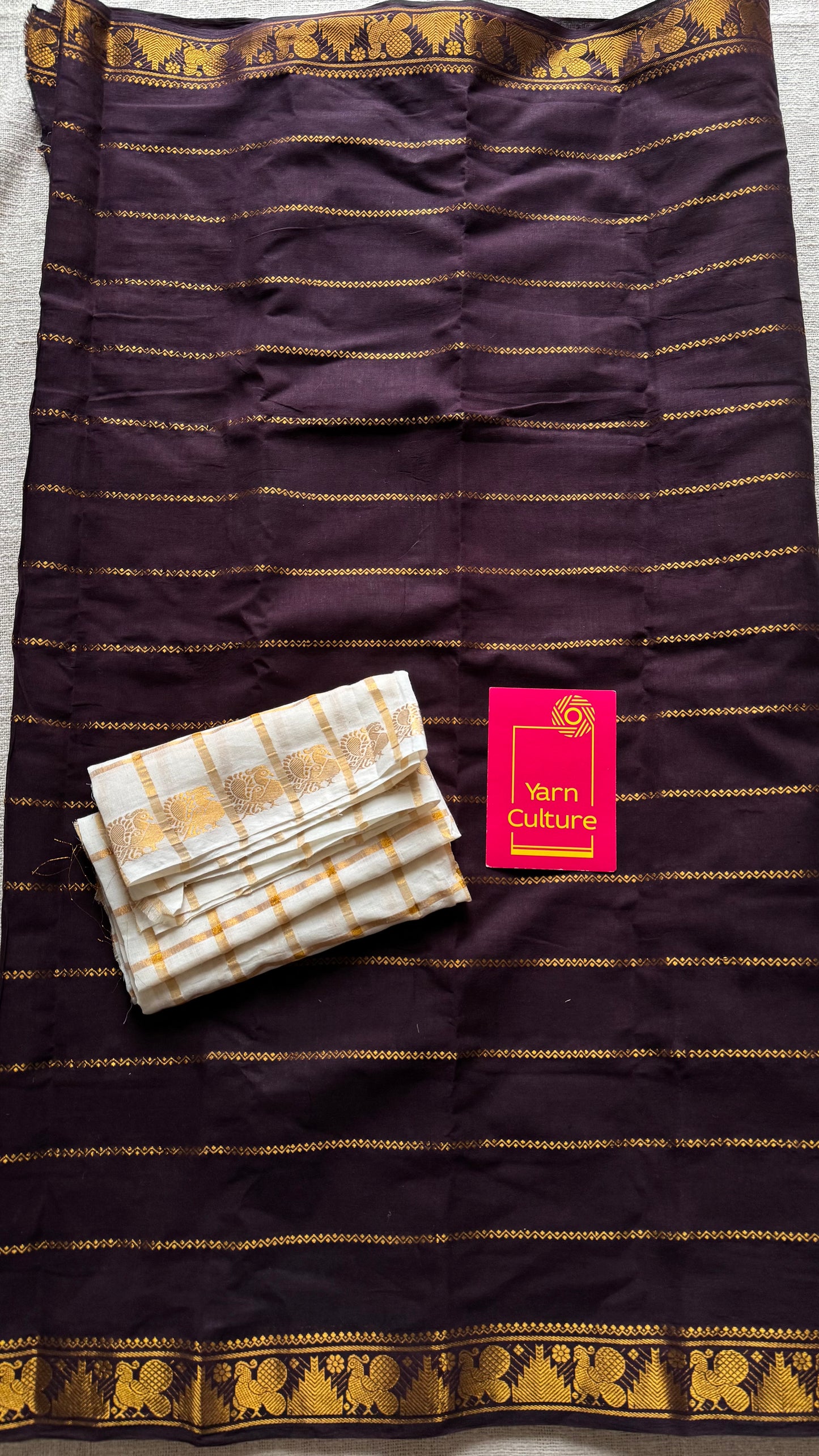 Brown veldhaari, kattuchayam dyed, madurai cotton - YCCOTNSEMS81