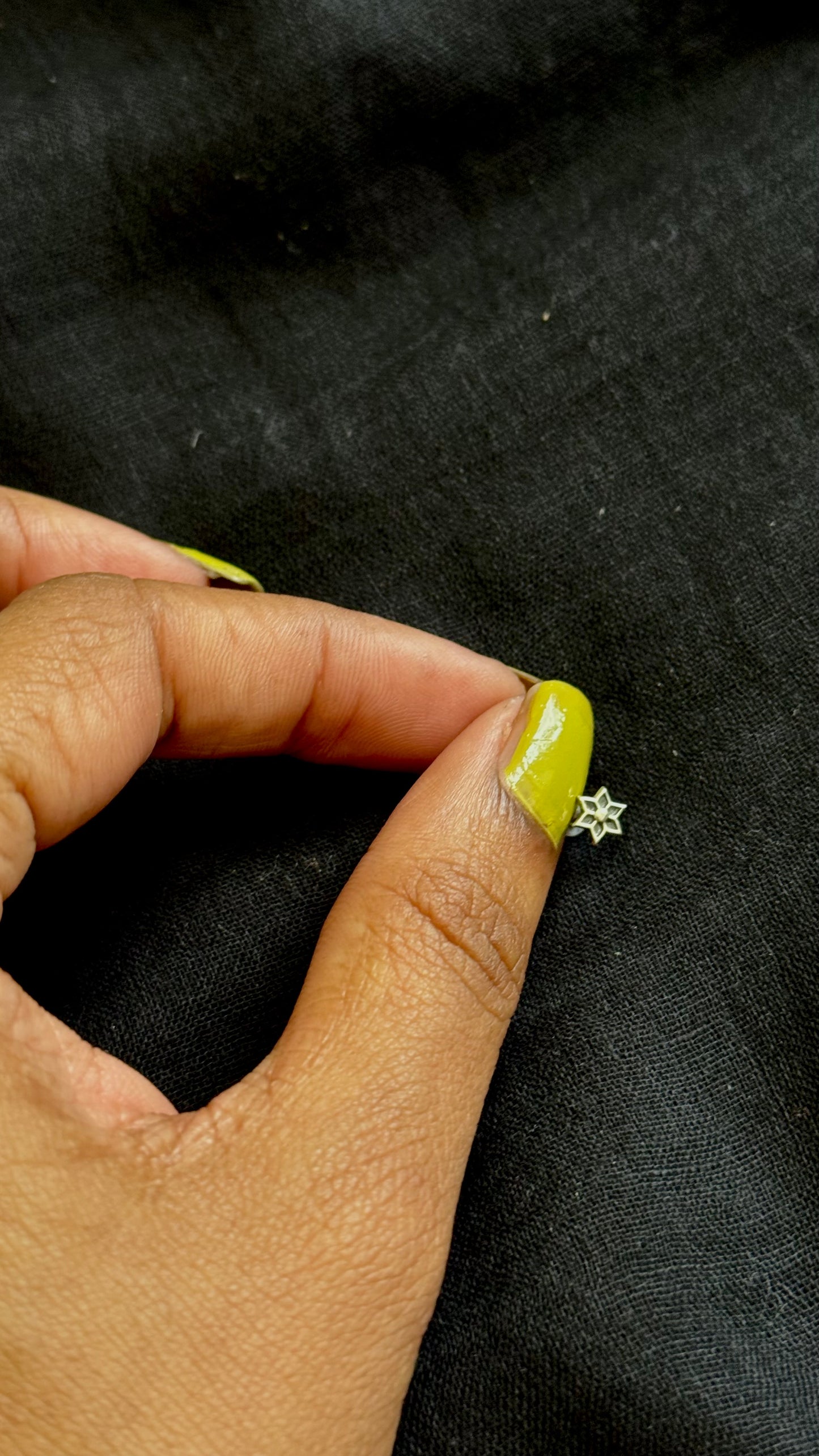 Small floral nose pin, intricate pattern in pure silver - YCNPP31