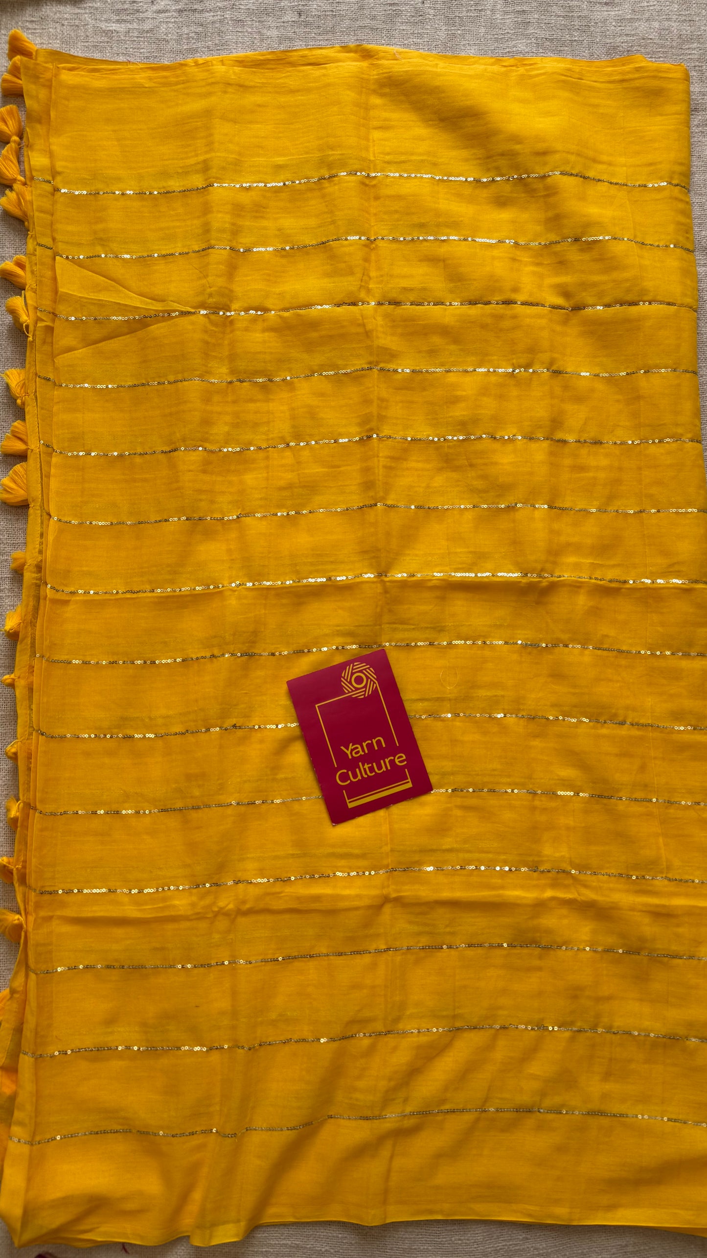 Yellow mul with silver sequins - YCBCMCLSE54