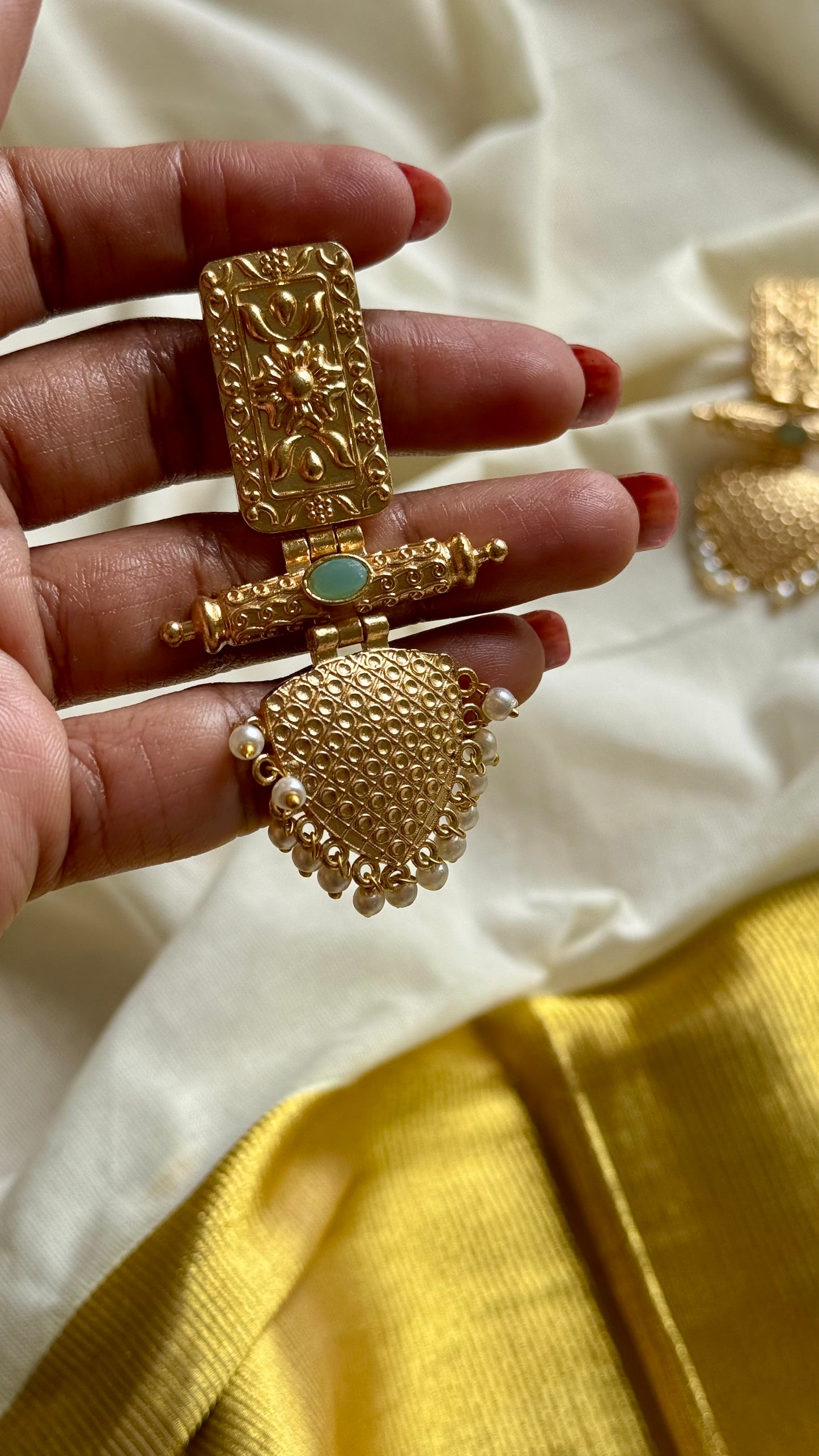 Gold plated dangler earrings, multiple colours - YCGPED176