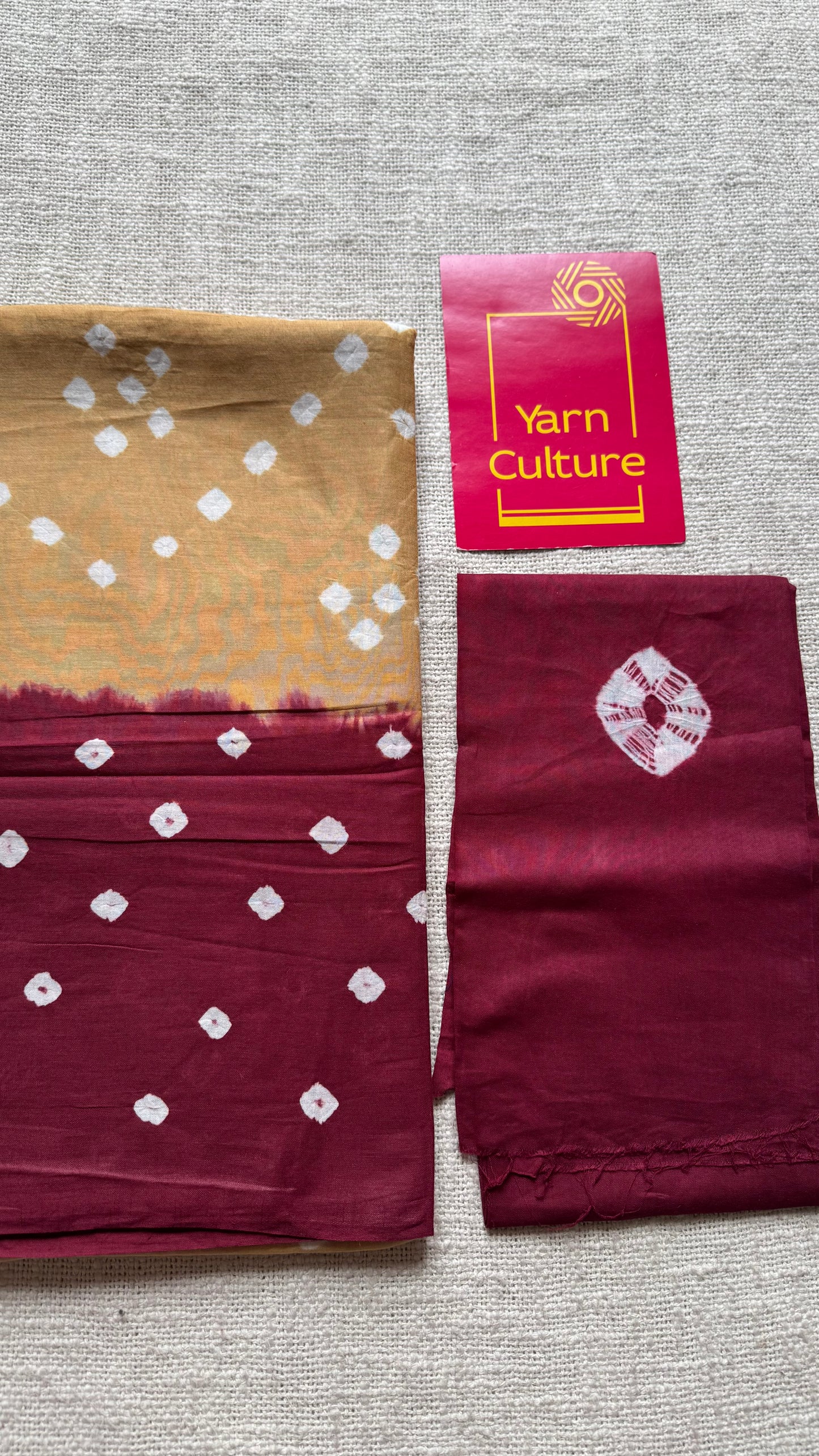 Beige with maroon Sungudi/Bandhani, soft cotton - YCCOTNSEMS78