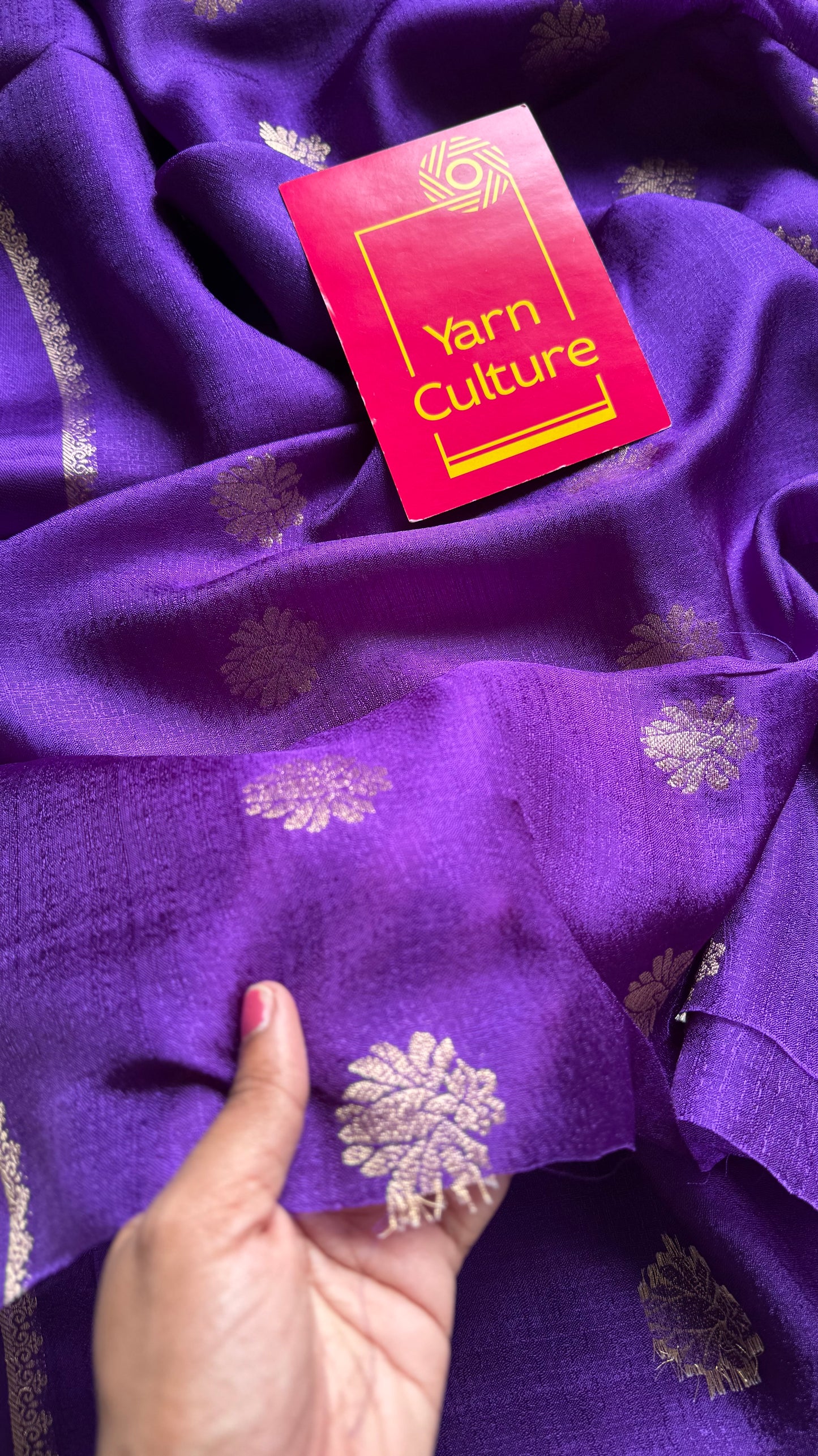 Deep purple in khadi silk, zari motifs - YCDOSFE17