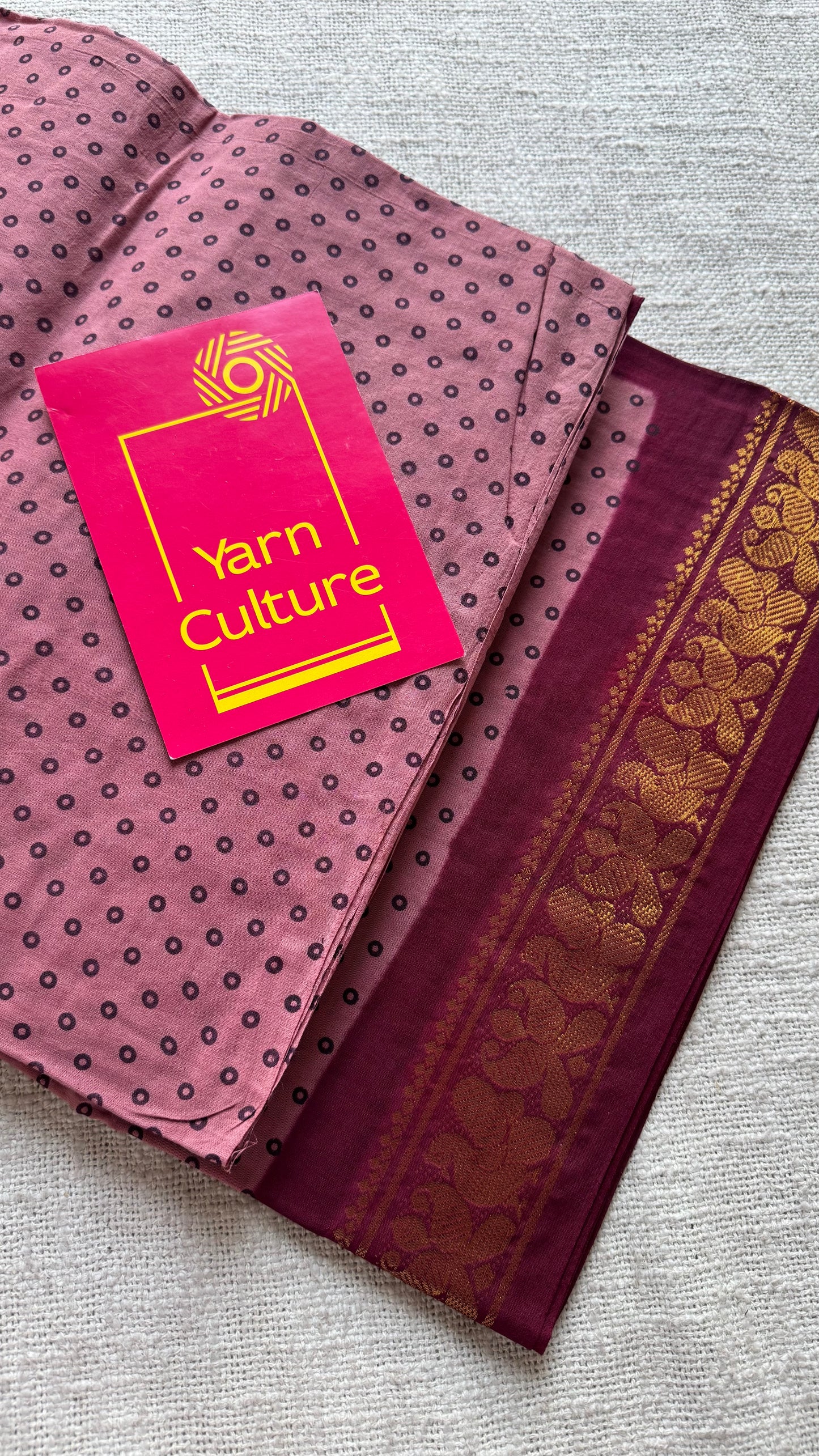 Dusty pink with red, kattuchayam dyed madurai sungudi cotton saree - YCCOTNMSFE04