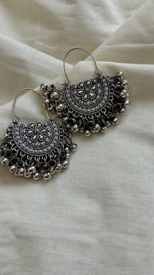 Oxidised silver, gungroo dangler earring - YCOSED305