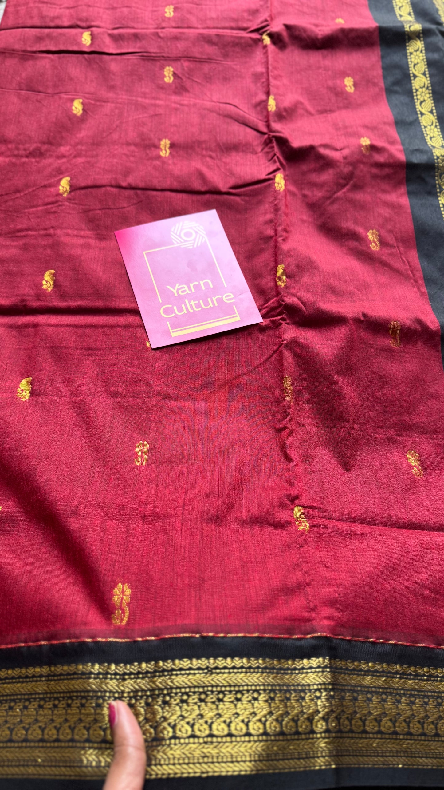 Red with black, cotton silk - YCCOTNOCKCS16