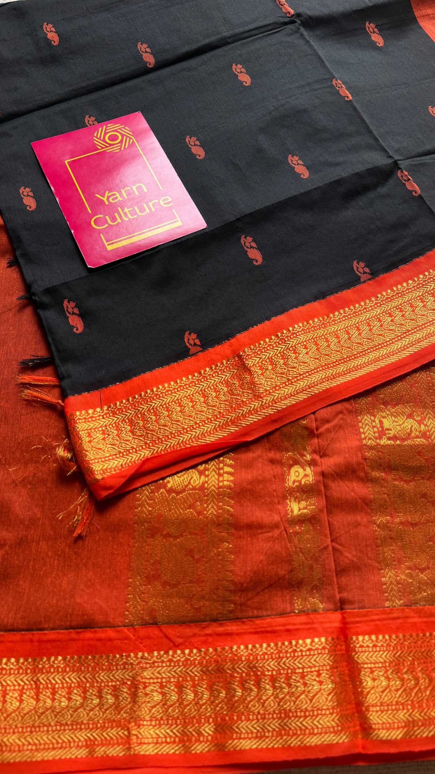 Black with orange - cotton silk - YCCOTNSEKCS07