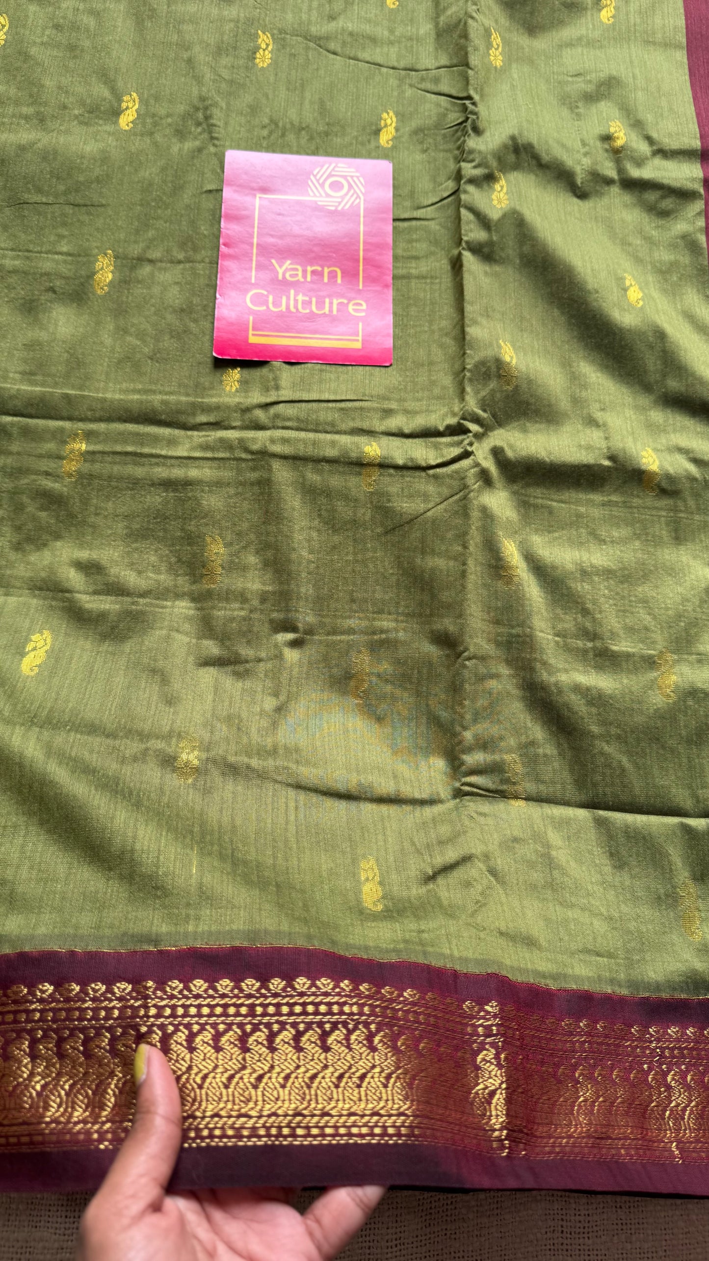 Green with maroon - cotton silk - YCCOTNSEKCS01