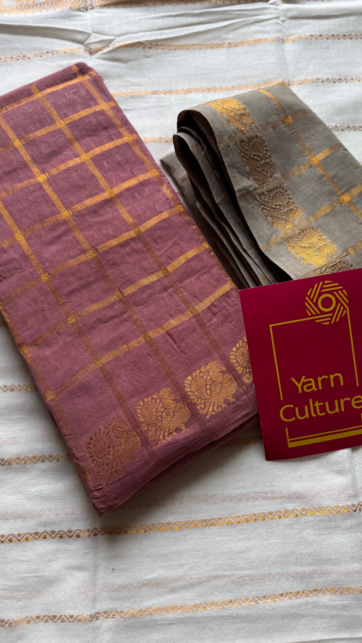 Light mauve pavithra kattam kattuchayam dyed madurai cotton saree - YCCOTNMSAP187