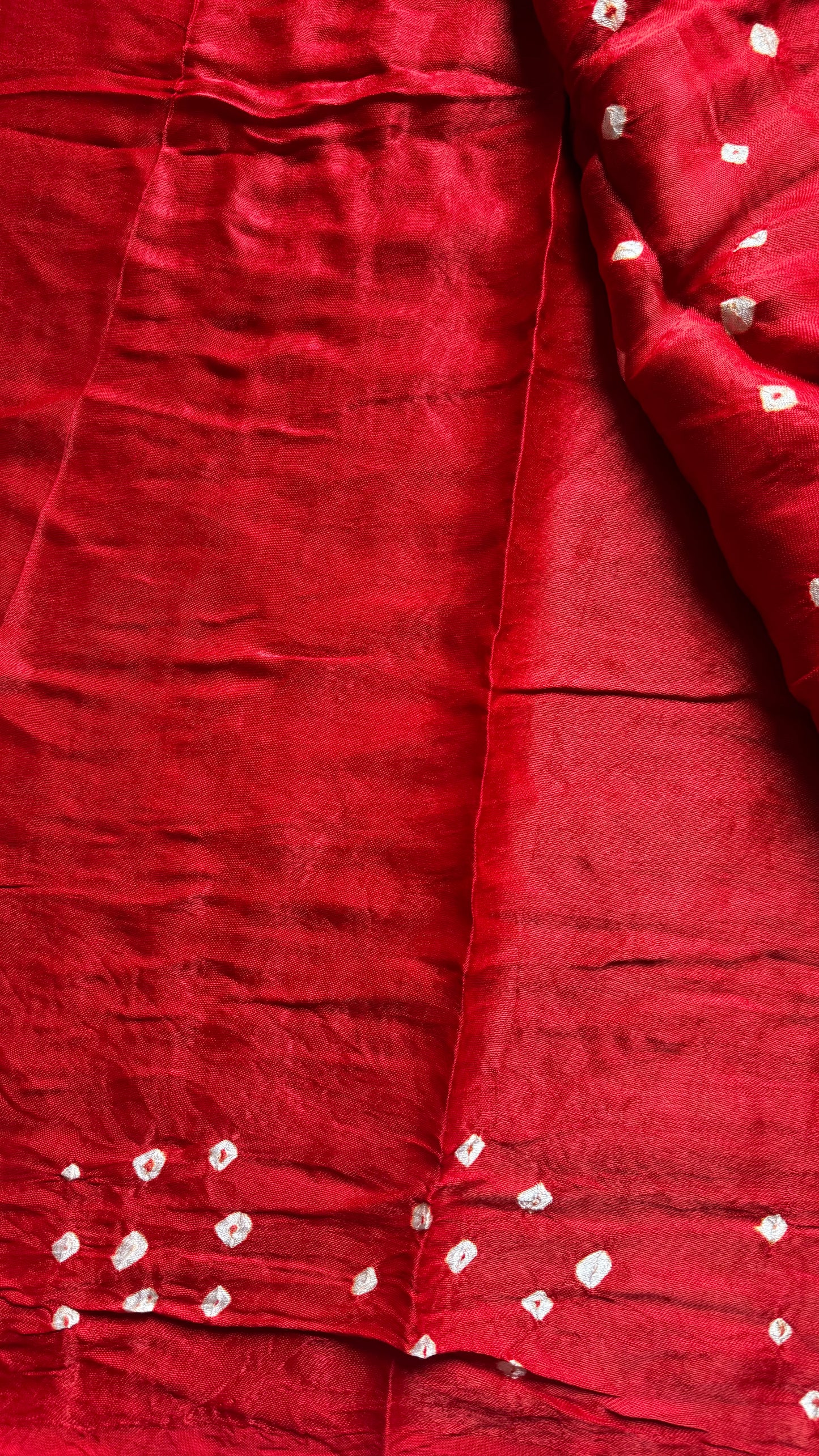 Red crushed bandhani modal silk with lagdi patta (zari pallu) - YCDESE28