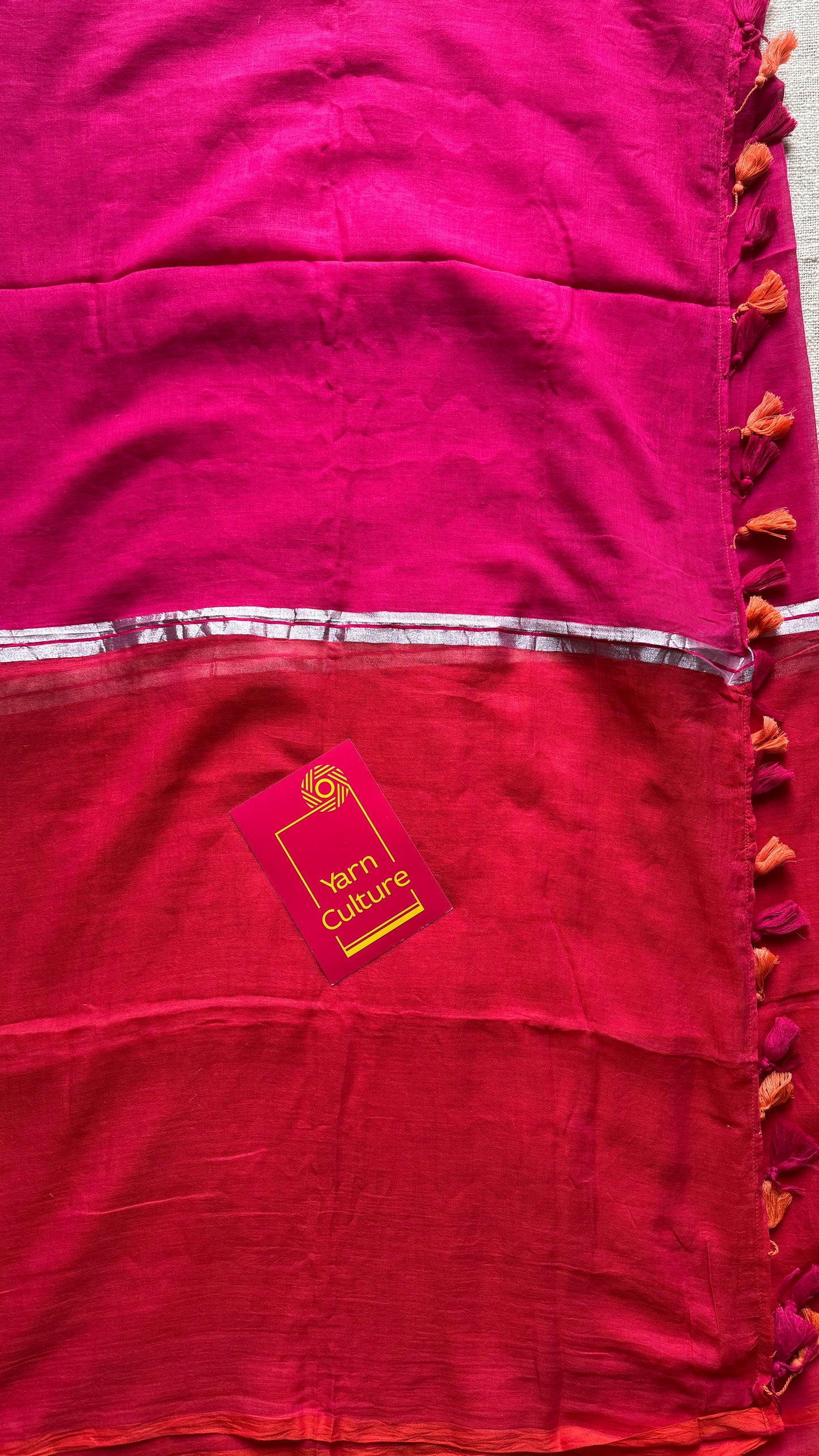 Hot pink with dual shade orangish pink, mul cotton YCBCMCM17