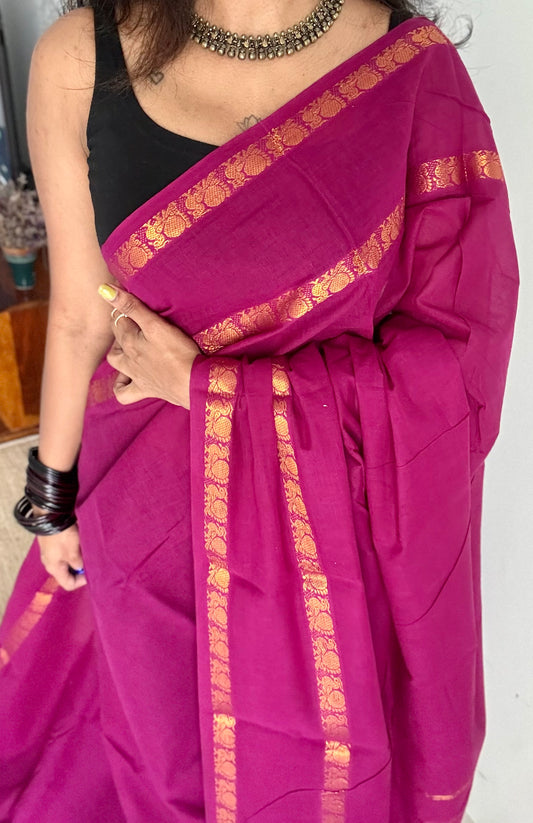 Purple pink (vadamalli) rettaipettu peacock double border - madurai kattuchayam - YCCOTNSEMS26