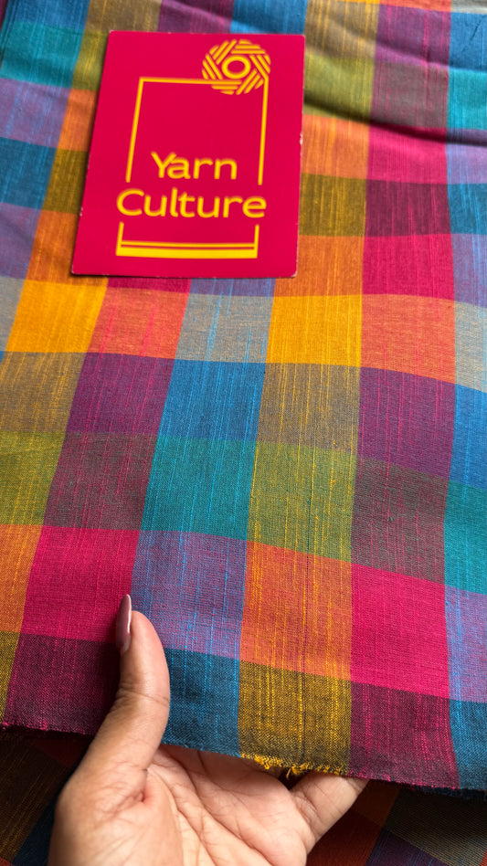Multicoloured Madras Checks in Pure Cotton Fabric - YCSEFB04