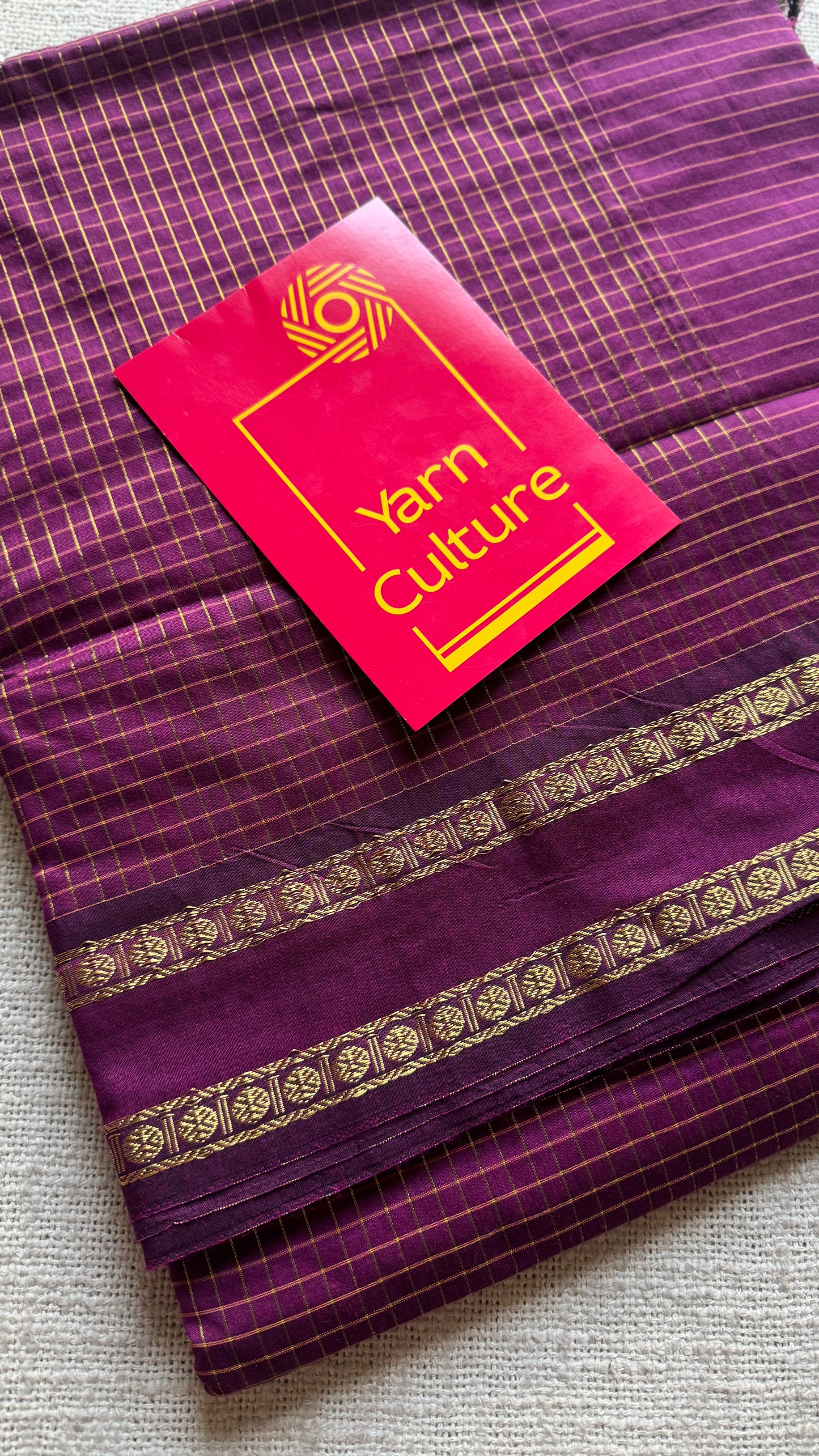 Wine, arani zari checks saree, cotton silk - YCCOTNARFE51