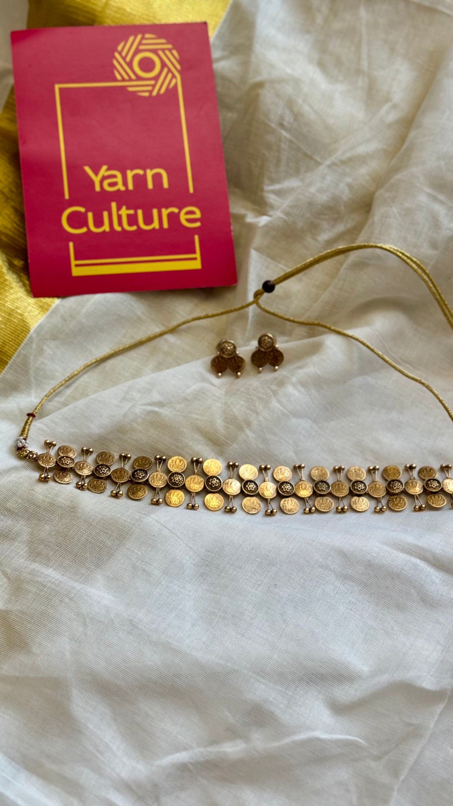 3 layered coin neckpiece with earrings - YCGPNP675