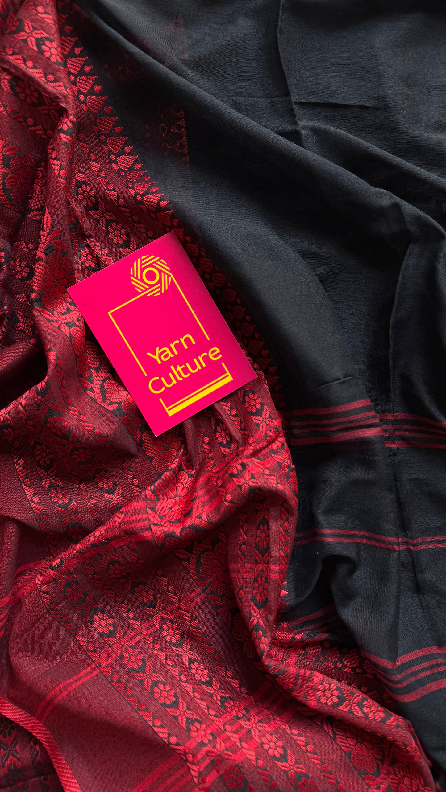 Black with red threadwork, begampuri soft cotton - YCBCBPJA196