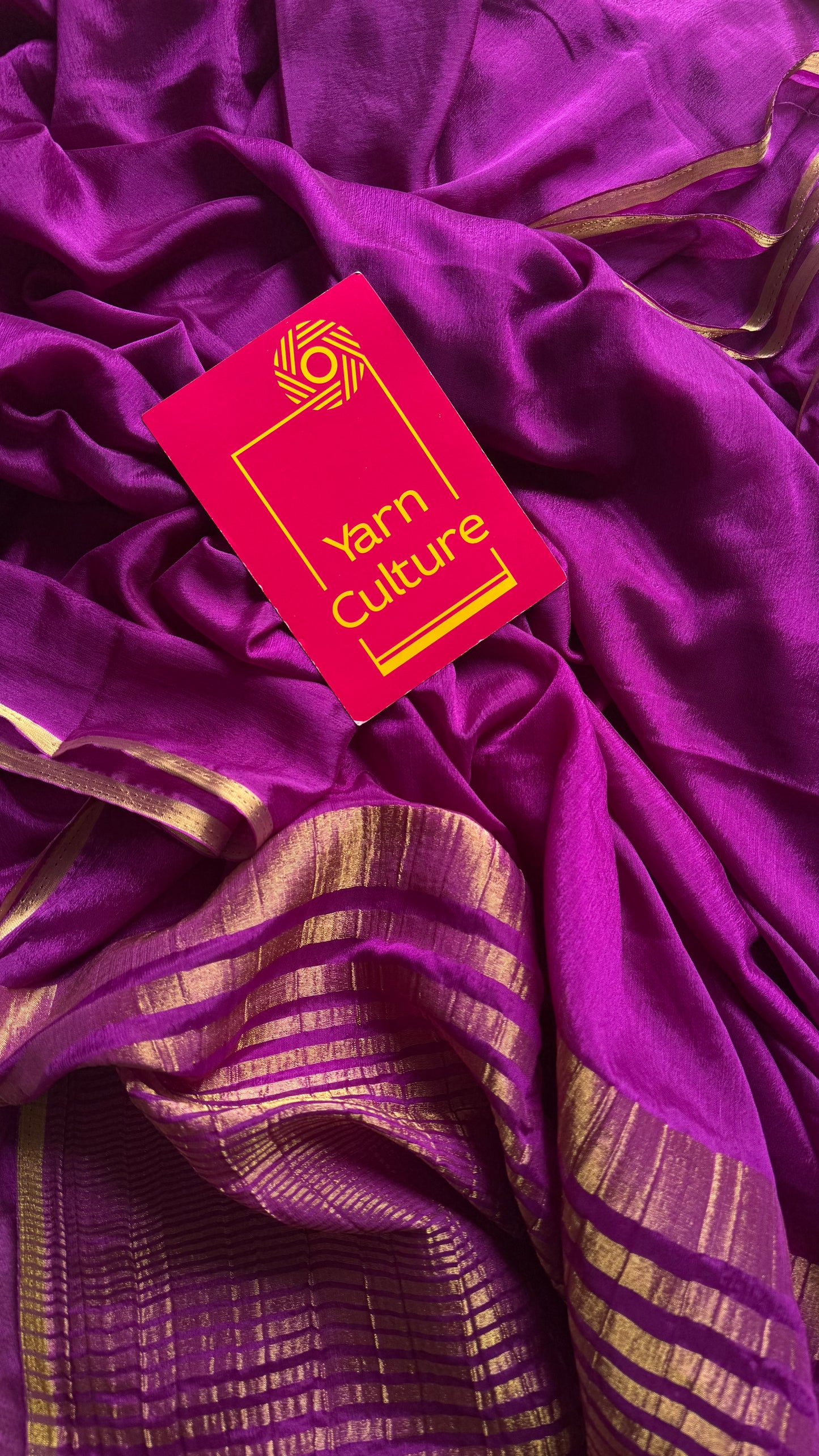 Purple chiffon with thin gold zari border - YCDESE21