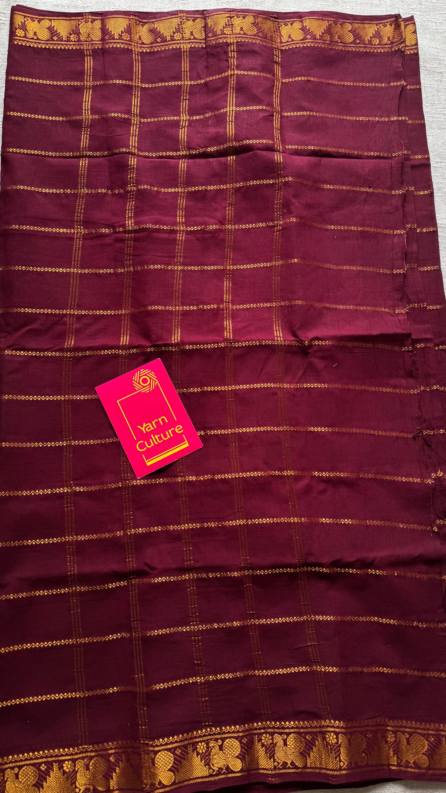 Maroon veldhaari, kattuchayam dyed, madurai cotton - YCCOTNSEMS86